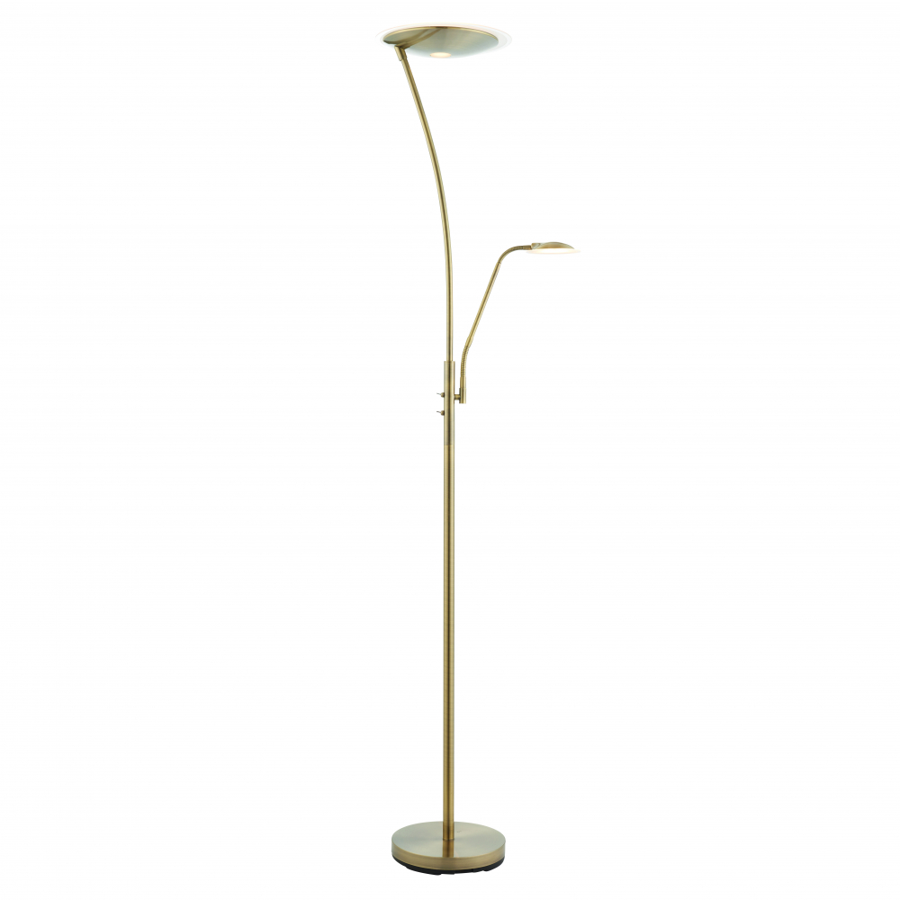 Antique Brass Effect Mother Child Task Reading Floor Lamp 180cm Led 18w 6w for measurements 1000 X 1000