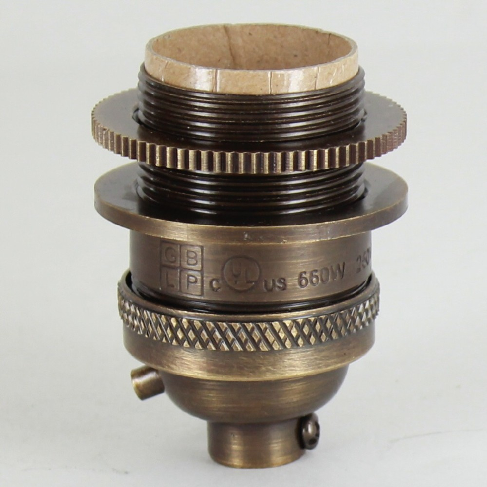 Antique Brass Uno Threaded Keyless Socket Includes Knurled And Smooth Shade Ring within size 1000 X 1000