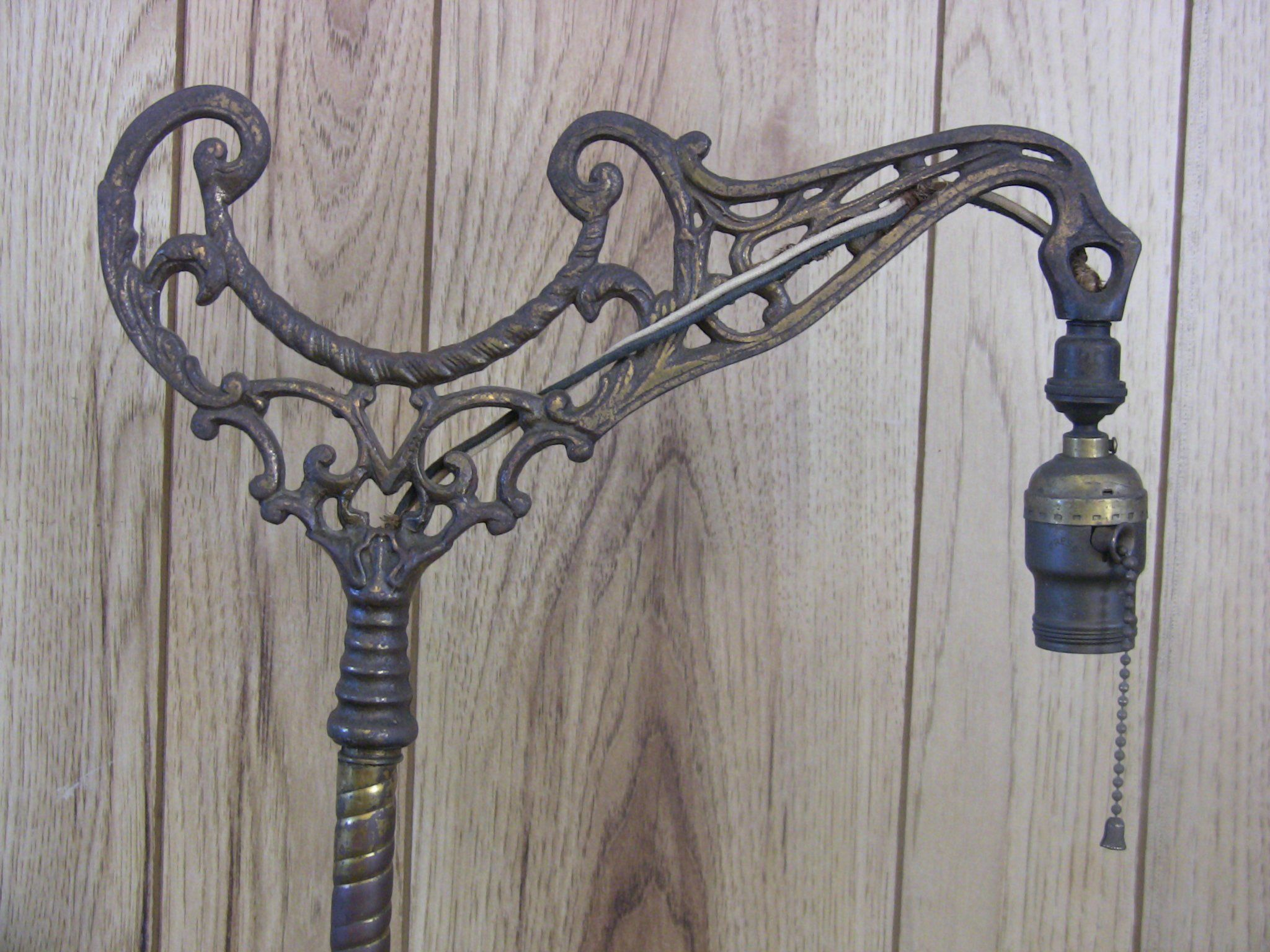 Antique Cast Iron Bridge Arm Floor Lamp Brass Twist Pole inside size 2048 X 1536