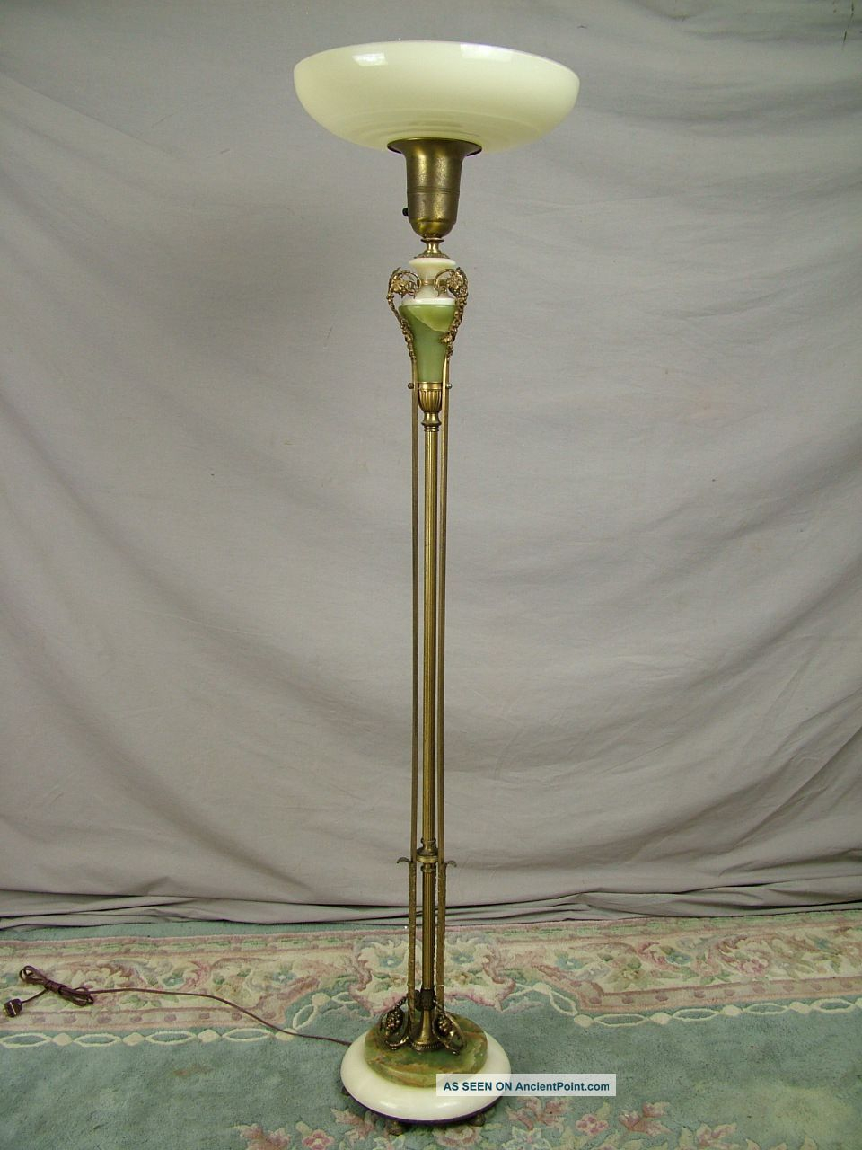 Antique French Torchiere Floor Lamp Marble Onyx Brass in measurements 960 X 1280