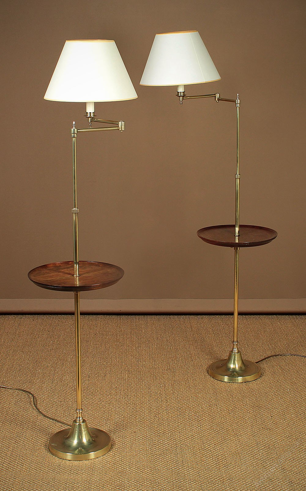 Antiques Atlas Pair Brass Floor Lamps With Tables C1920 for size 1000 X 1601