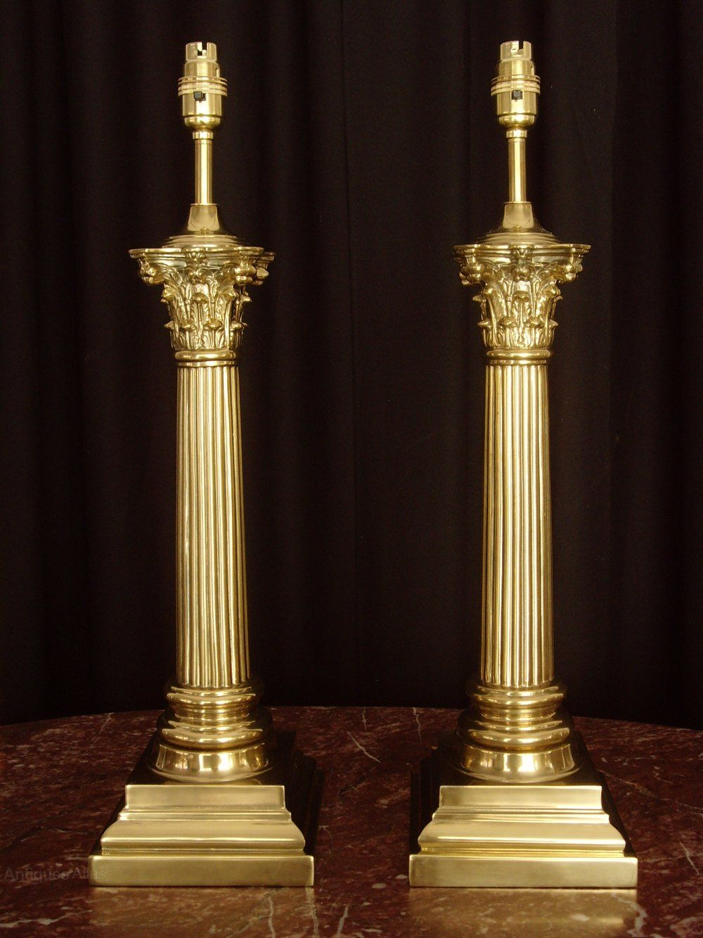 Antiques Atlas Pair Tall Brass Corinthian Column Table regarding sizing 1000 X 1333
