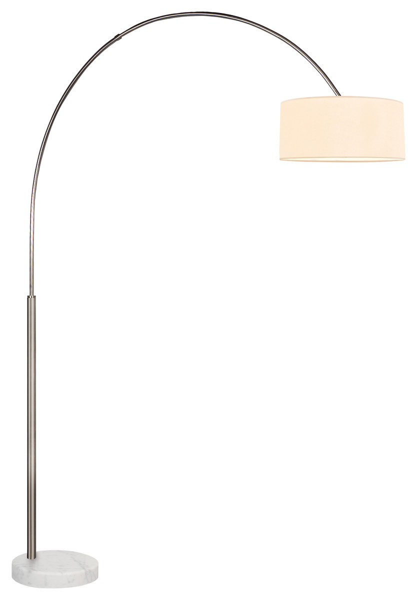 Arc Shade 1 Light Satin Nickel Floor Lamp With White Glass Diffuser Off White throughout dimensions 834 X 1200