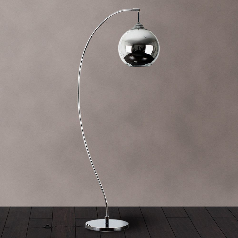Archer Chrome Floor Lamp With Chrome Glass Globe Shade In throughout size 1000 X 1000