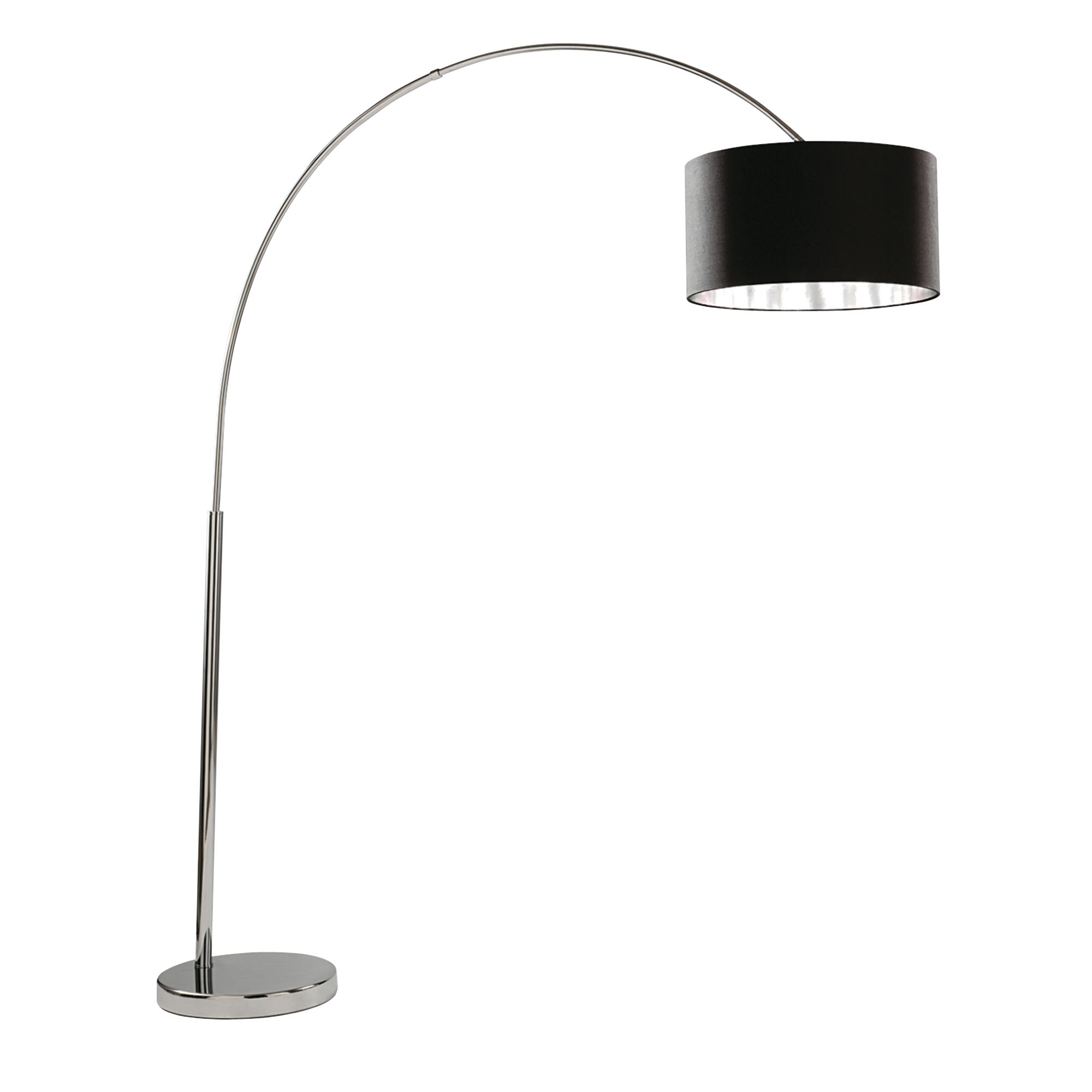 Arcs Chrome Floor Lamp With Black Fabric Shade Silver Lining with regard to size 2000 X 2000