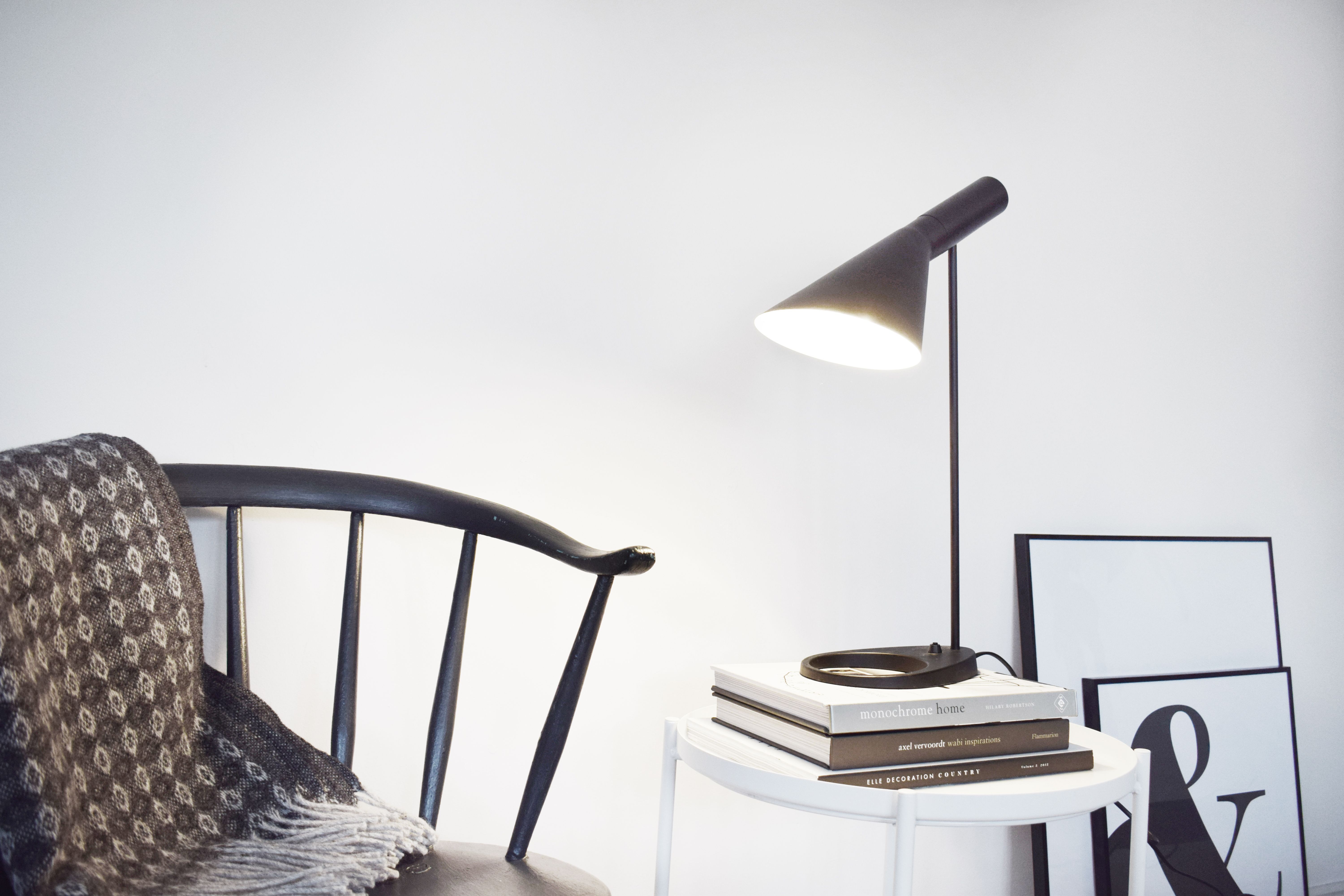 Arne Jacobsen Table Lamp With Ercol Cow Horn Chair Painted within dimensions 6000 X 4000