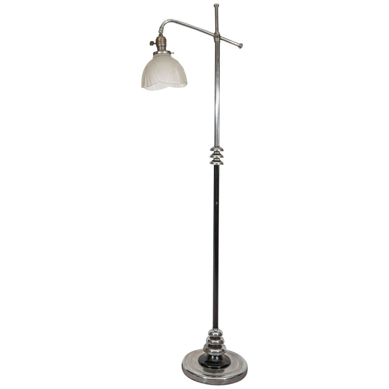 Art Deco Chrome And Painted Black Metal Floor Lamp Machine pertaining to dimensions 1280 X 1280