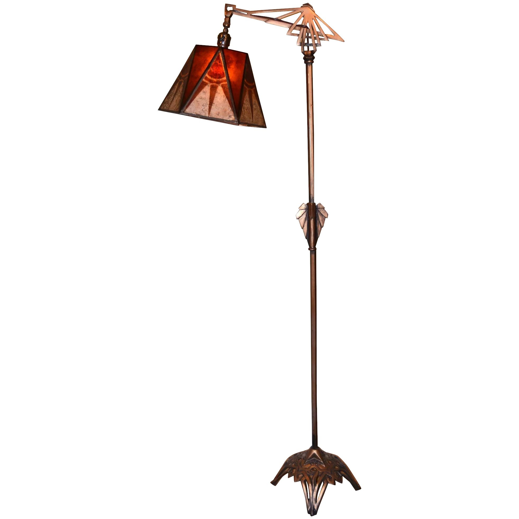 Art Deco Floor Lamp With Period Geometric Mica Shade with regard to proportions 1963 X 1963