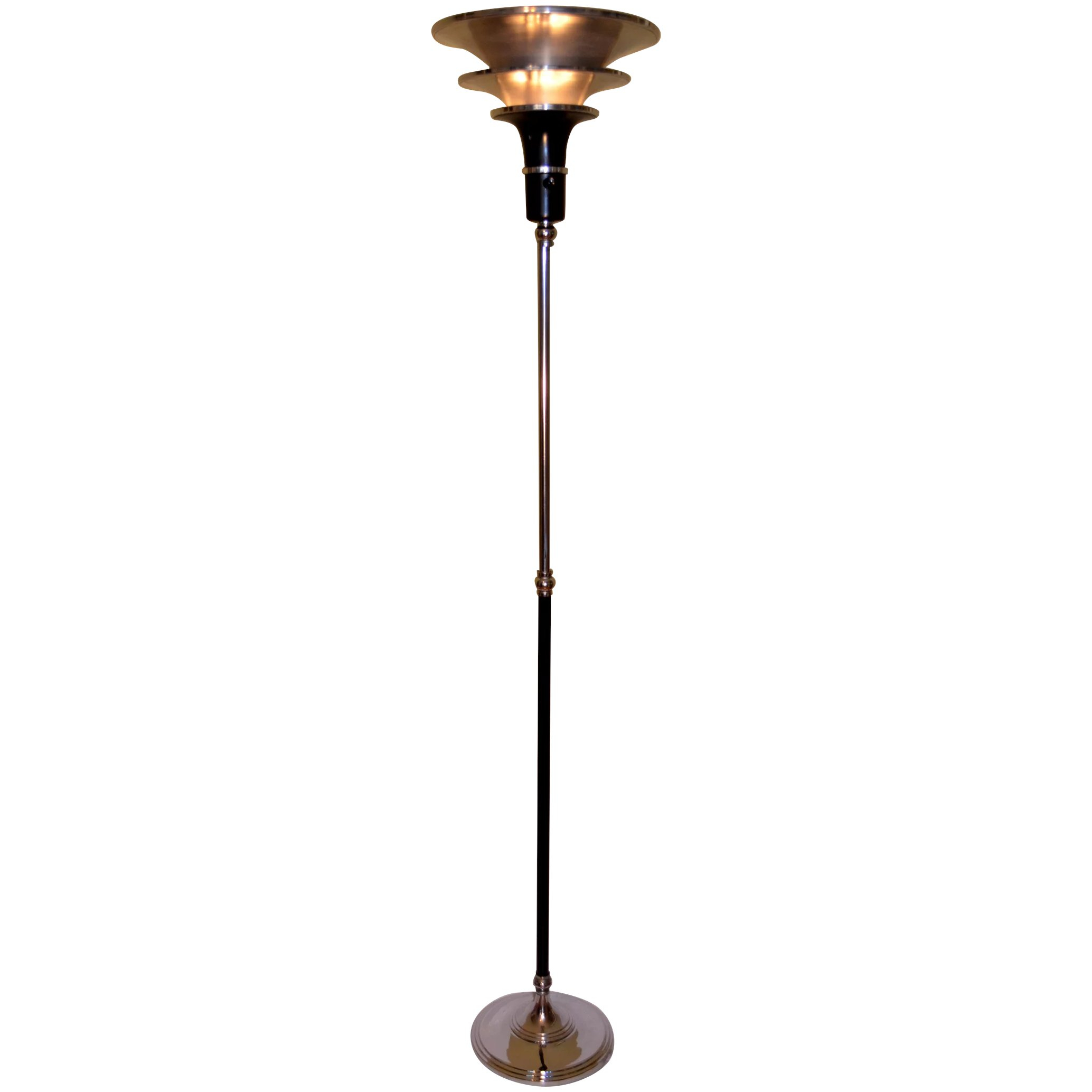 Art Deco Machine Age Torchiere Floor Lamp intended for proportions 2068 X 2068