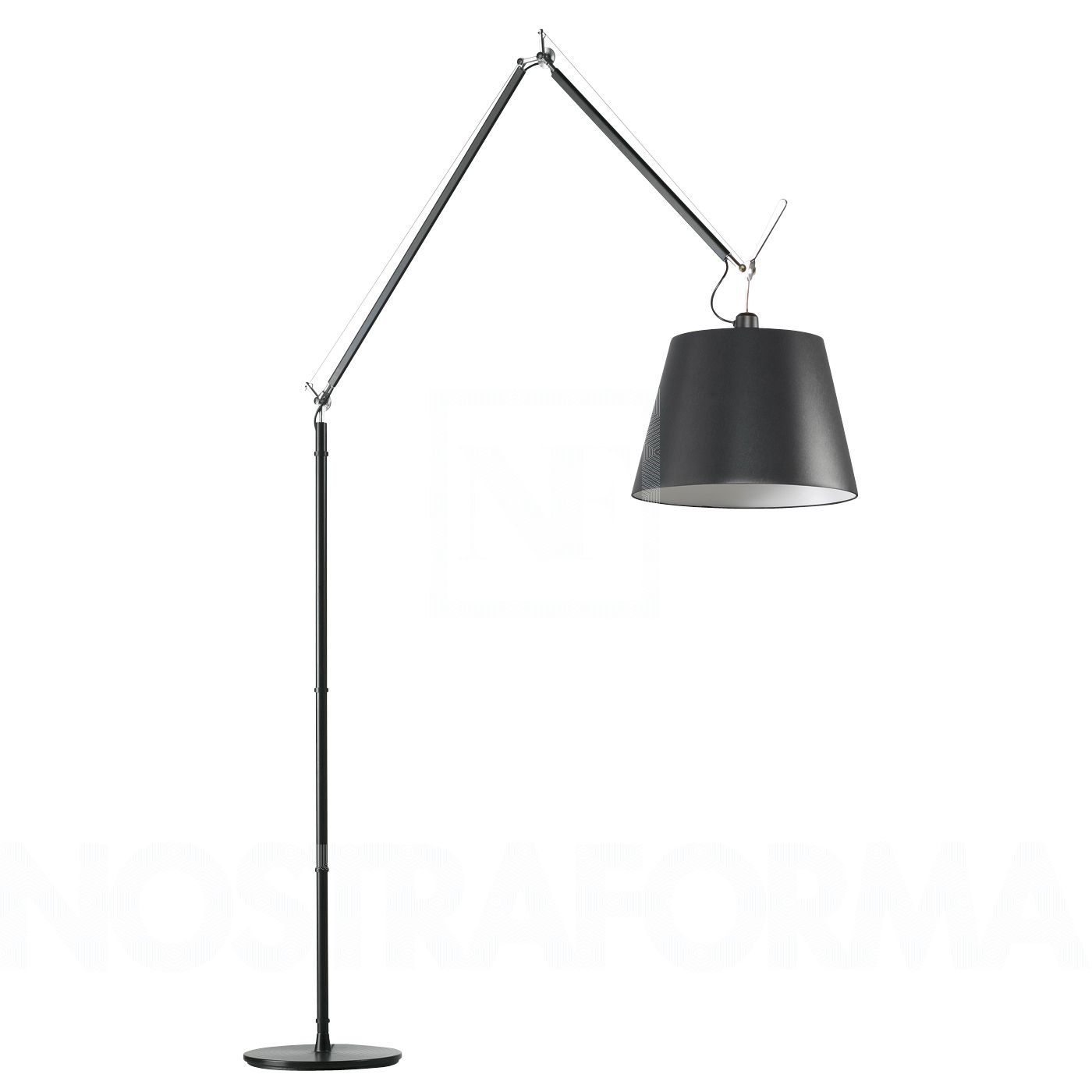 Artemide Tolomeo Mega Black Led Floor Lamp with regard to measurements 1400 X 1400