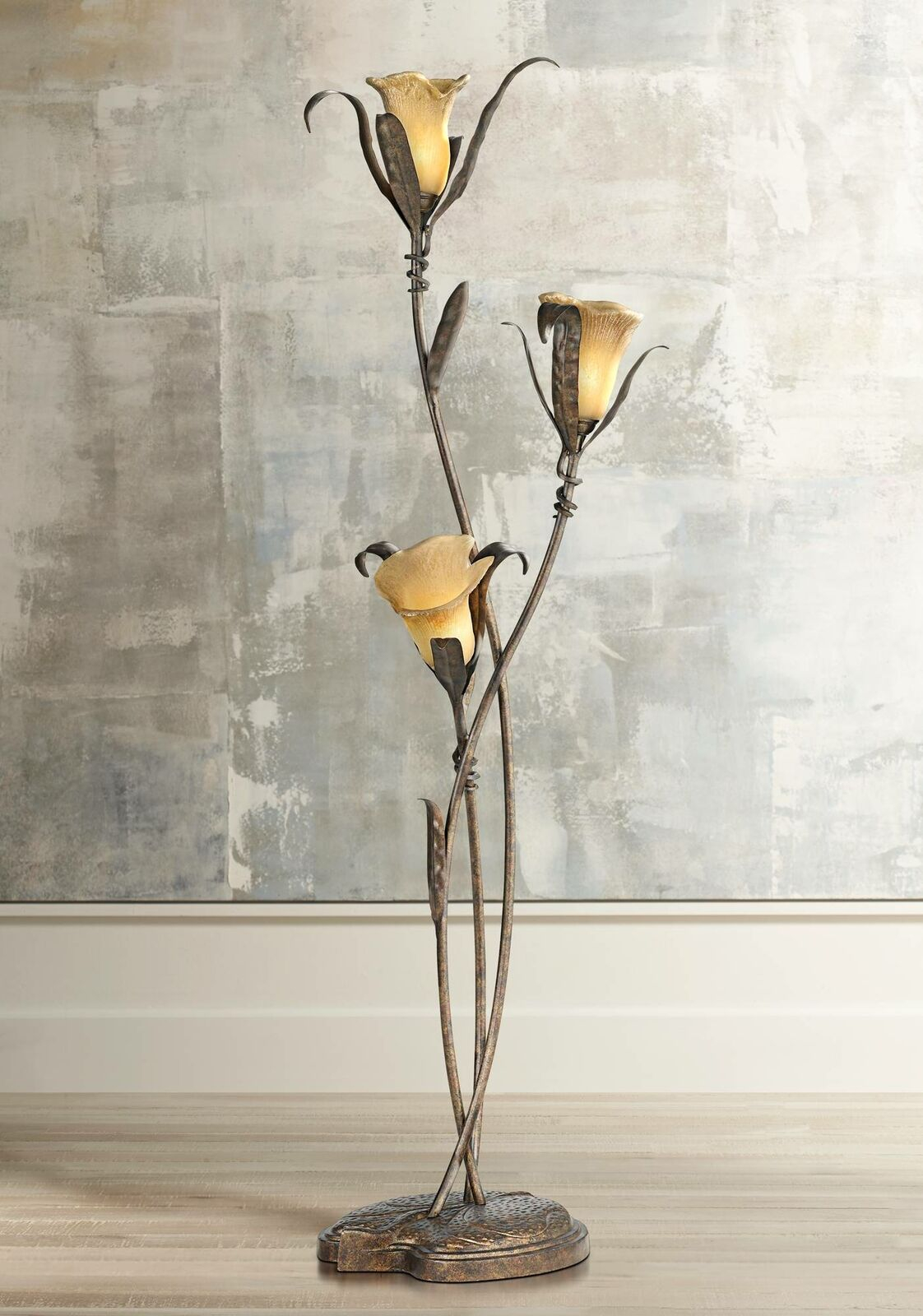 Artistic Floor Lamp Bronze Lily Shaped Glass Flower Lights For Living Room Dcor in sizing 1122 X 1600