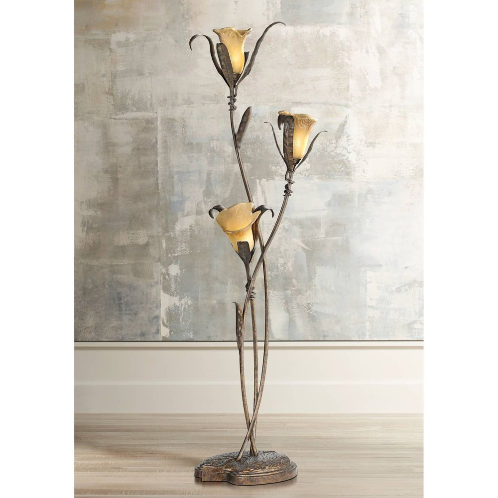 Artistic Floor Lamp Bronze Lily Shaped Glass Flower Lights in sizing 1000 X 1000