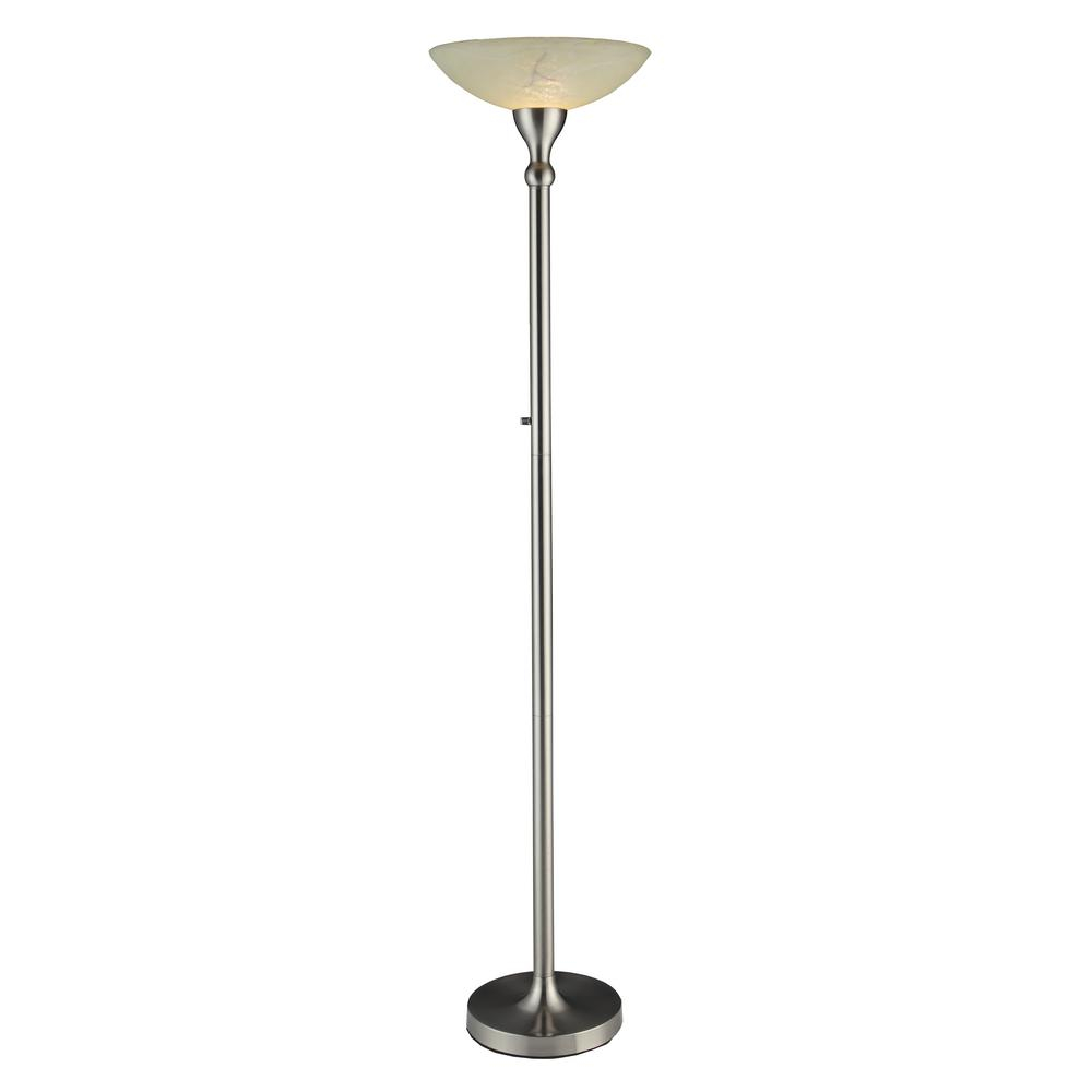 Artiva 71 In Satin Nickel Compact Fluorescent Torchiere Floor Lamp With Hand Painted Alabaster Glass Shade inside sizing 1000 X 1000