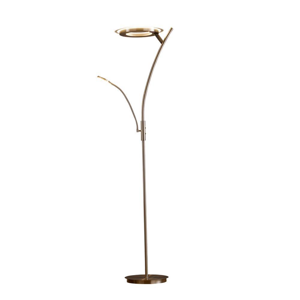 Artiva 71 In Satin Nickel Lumineux Led 30 Watt Torchiere Floor Lamp Reading Light regarding proportions 1000 X 1000