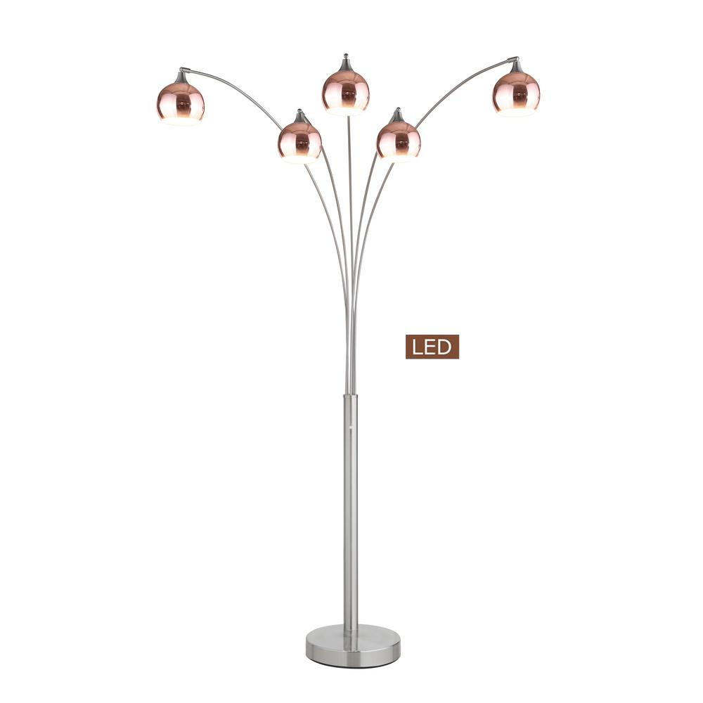 Artiva Amore 86 In Rose Copper And Brushed Steel Led Arched Floor Lamp intended for proportions 1000 X 1000