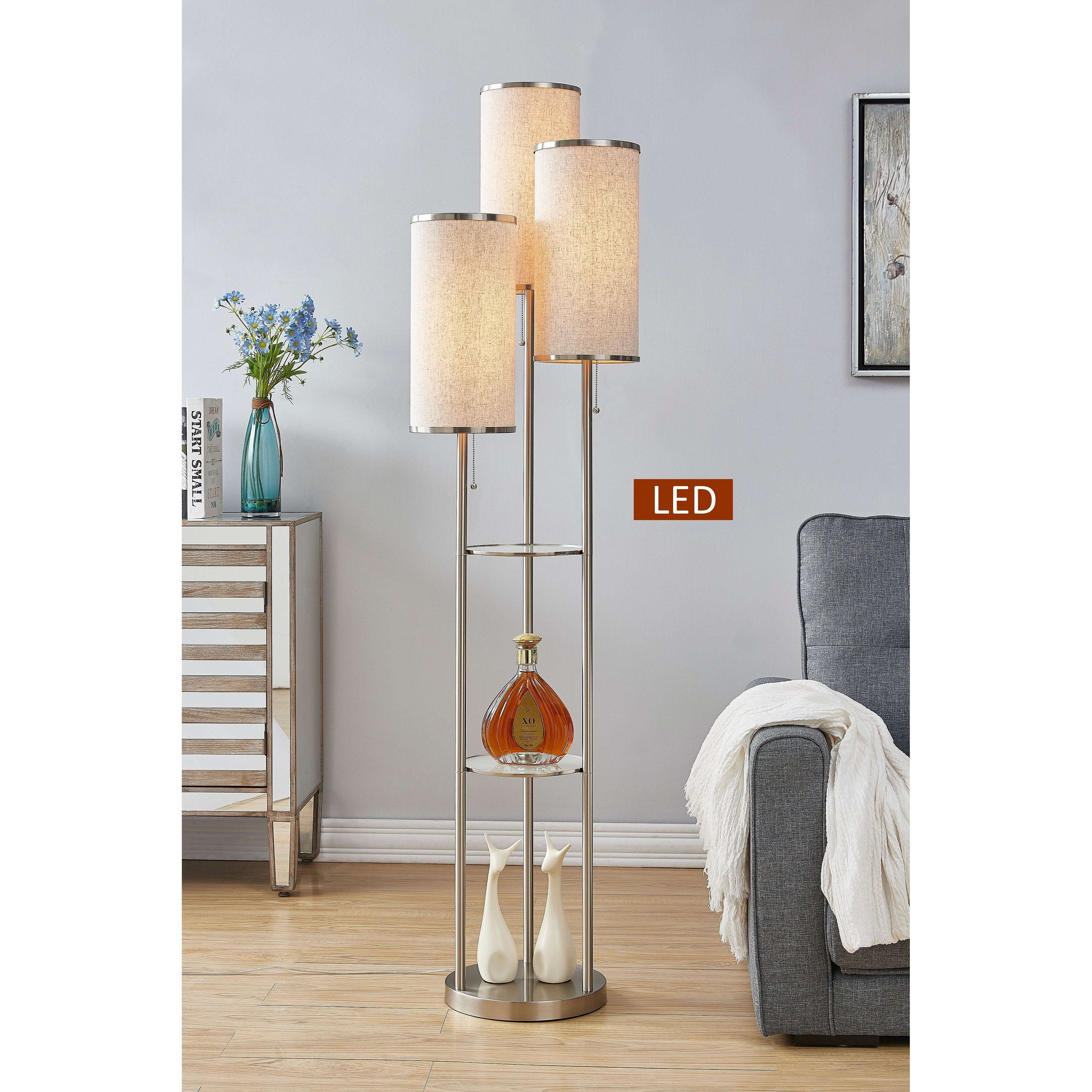 Artiva Eleanor 66 Led Tri Light Shelf Floor Lamp Nickel regarding proportions 3483 X 3483