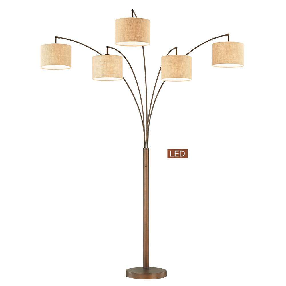 Artiva Lucianna 83 In Antique Bronze 5 Arc Led Floor Lamp With Dimmer for measurements 1000 X 1000