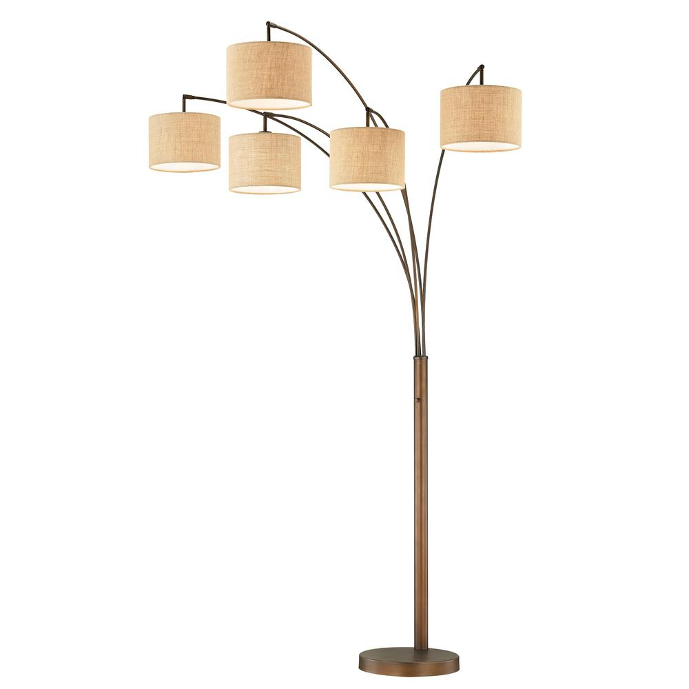 Artiva Lucianna 83 In Antique Bronze 5 Arc Led Floor Lamp With Dimmer regarding proportions 1000 X 1000