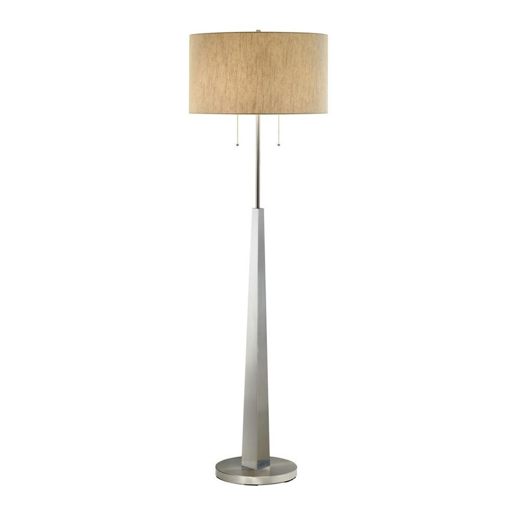 Artiva Luxor Contemporary 68 In Square Tapered Brushed Steel Floor Lamp With And Rounded Tan Shade in measurements 1000 X 1000