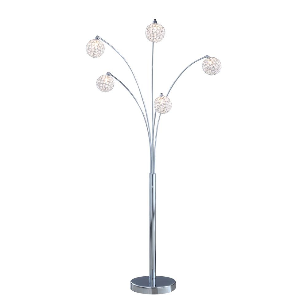 Artiva Manhattan 84 In Modern Chrome 5 Arc Crystal Ball Floor Lamp With Dimmer for sizing 1000 X 1000