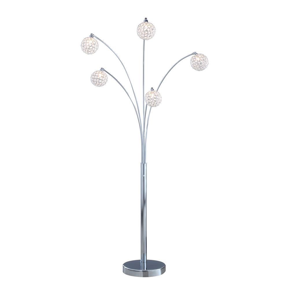 Artiva Manhattan 84 In Modern Chrome 5 Arc Crystal Ball Floor Lamp With Dimmer pertaining to sizing 1000 X 1000