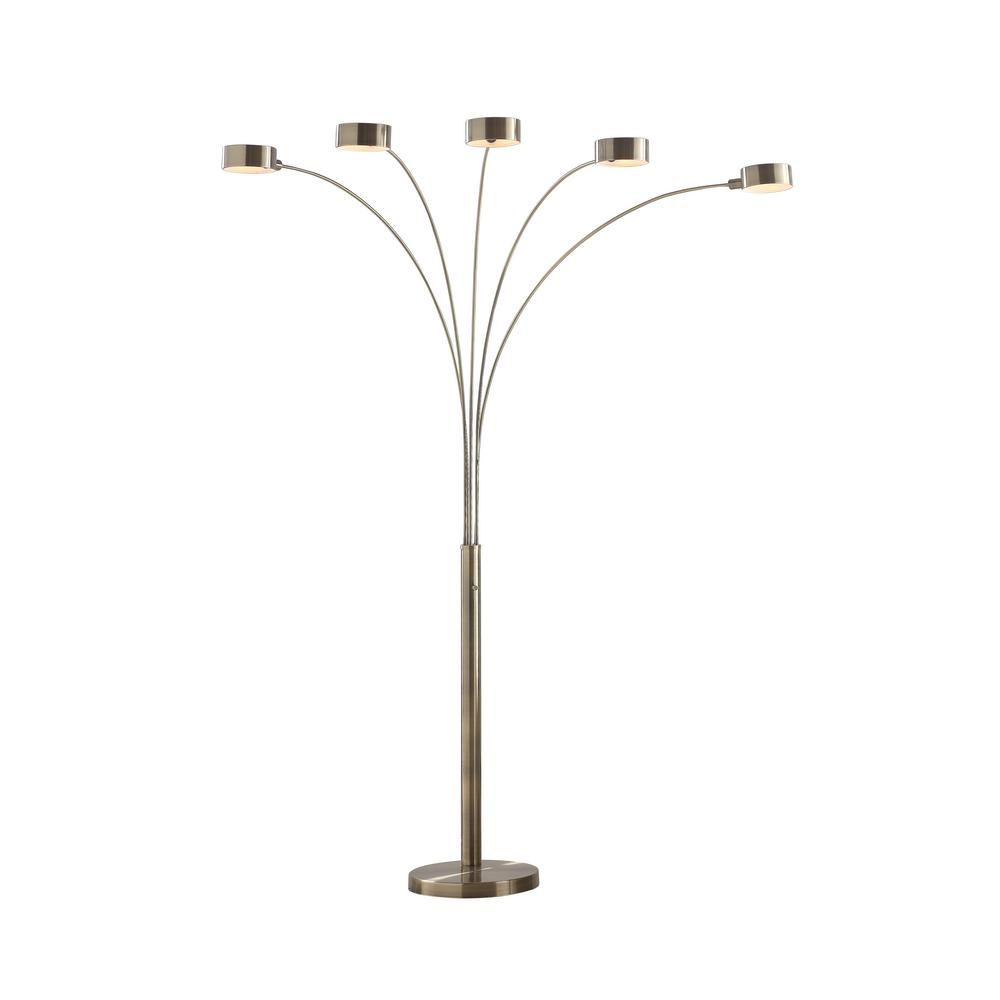 Artiva Micah 88 In Antique Satin Brass Led 5 Arc Floor Lamp With Dimmer inside sizing 1000 X 1000