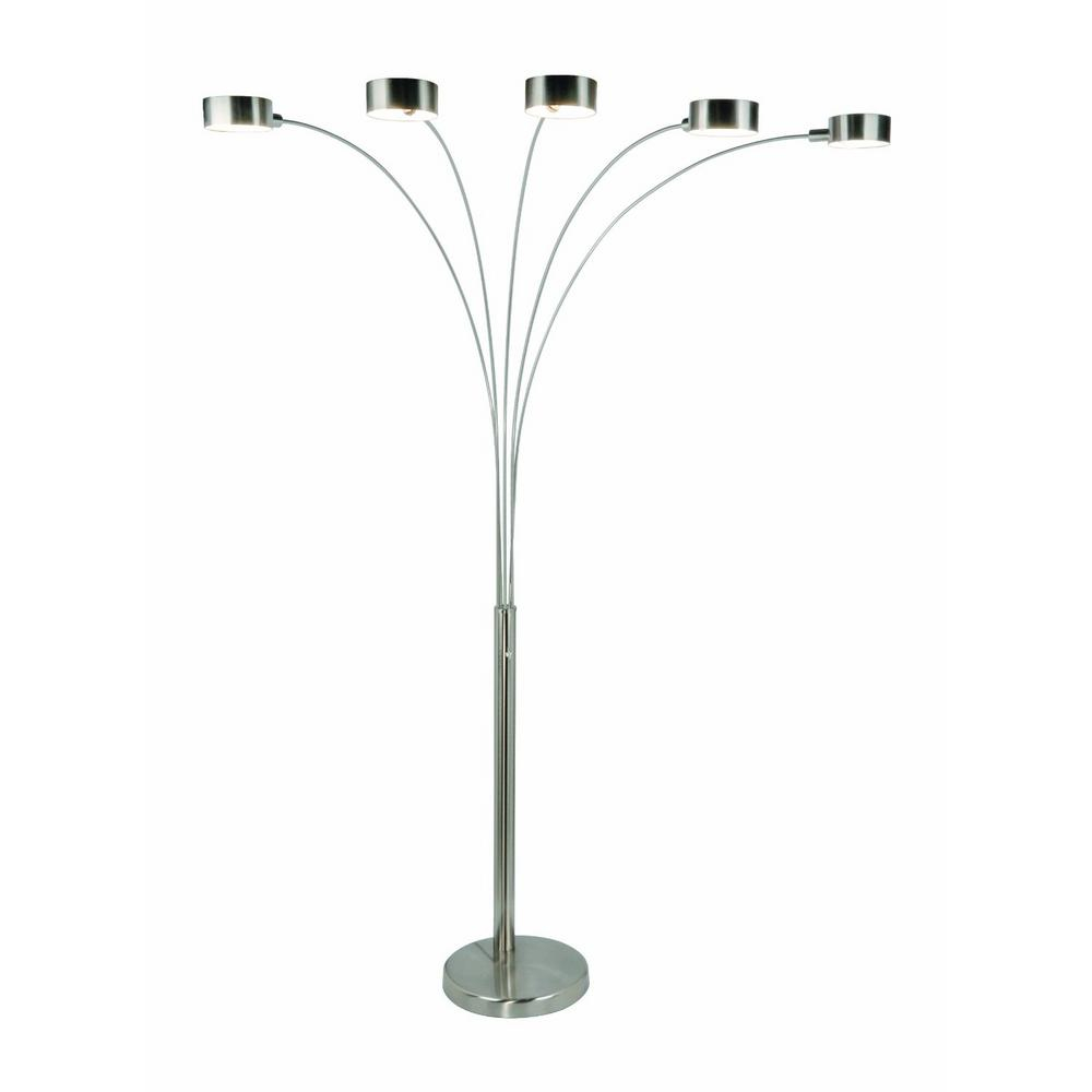 Artiva Micah Modern Arched 88 In Brushed Steel 5 Light Floor Lamp intended for measurements 1000 X 1000