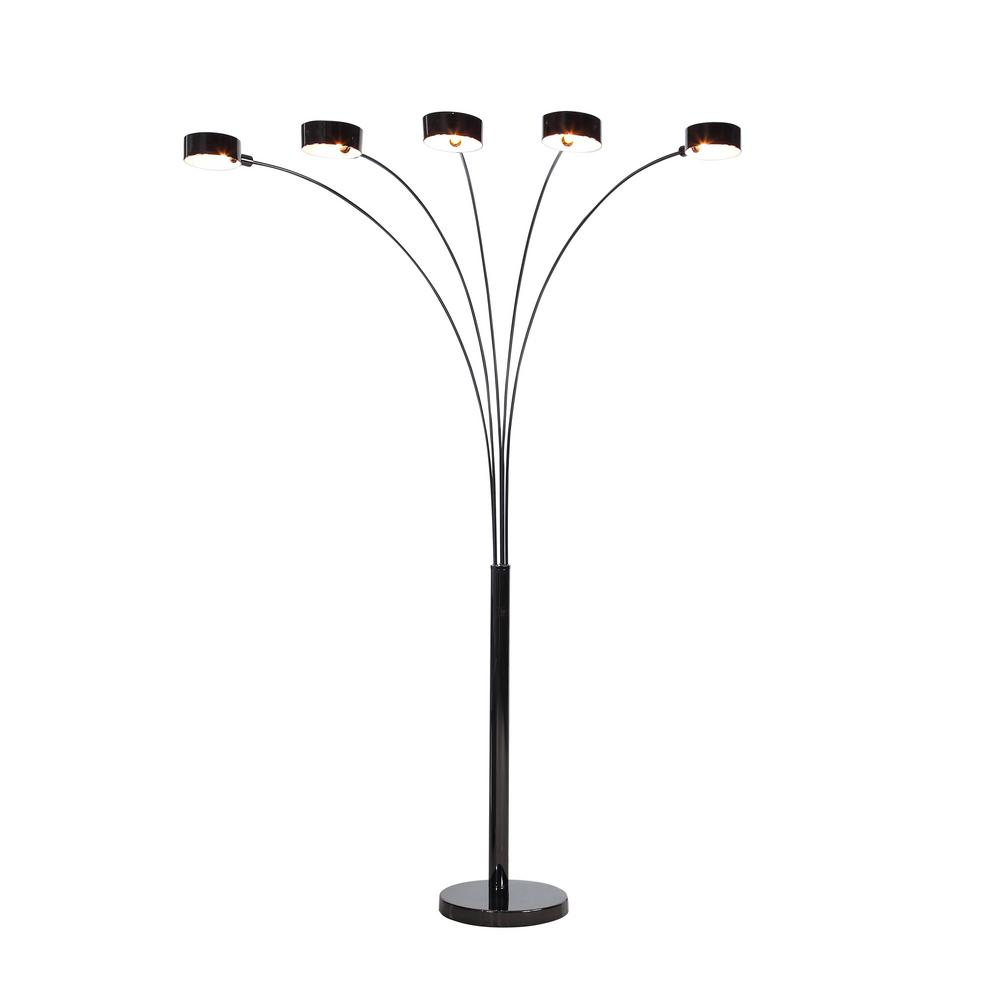 Artiva Micah Plus Modern Led 88 In 5 Arc Jet Black Floor Lamp With Dimmer inside proportions 1000 X 1000