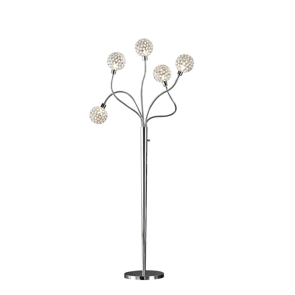 Artiva Soho 65 In H Modern 5 Light Brushed Steel Crystal Balls Floor Lamp With Dimmer within measurements 1000 X 1000
