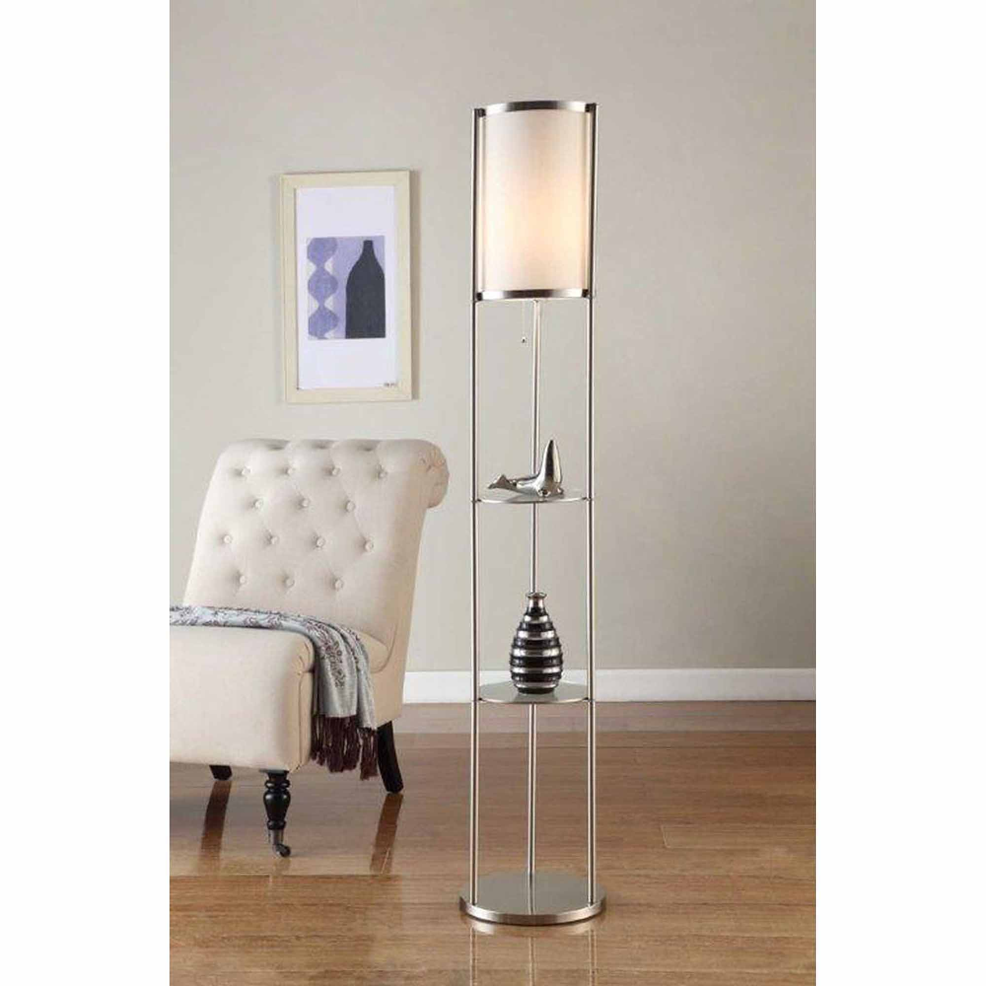 Artiva Usa 64 Exeter Brushed Steel Shelf Floor Lamp Walmart pertaining to size 2000 X 2000