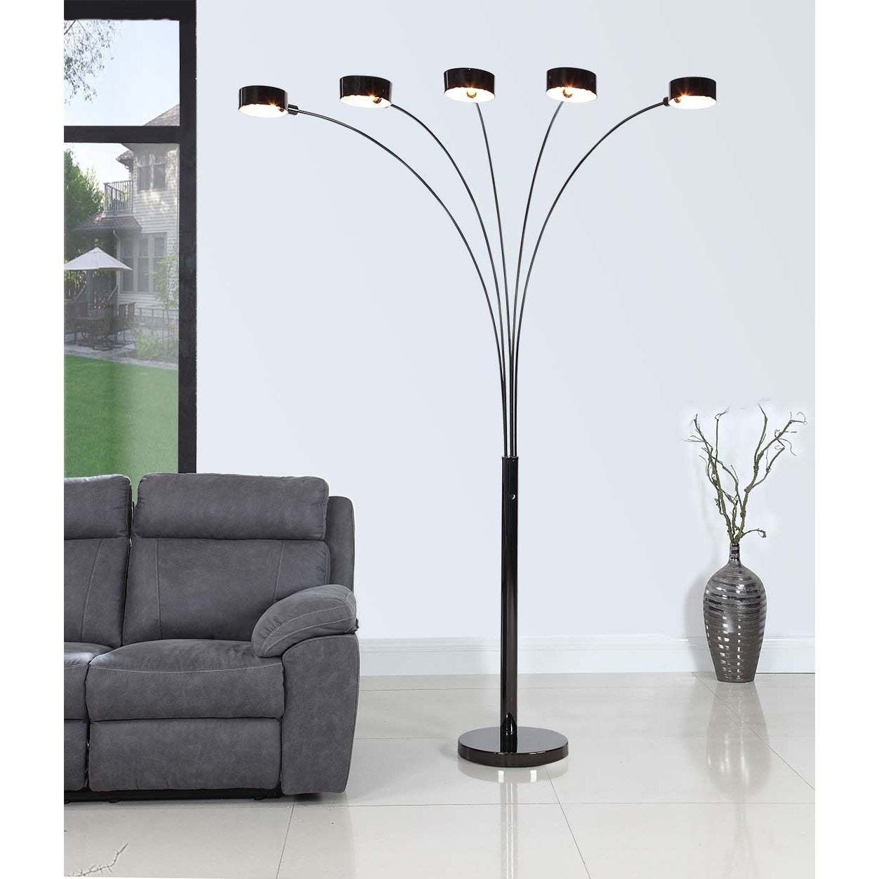 Artiva Usa Micah Plus Modern Led 88 Inch 5 Arched Jet Black Floor Lamp With Dimmer throughout sizing 1252 X 1252
