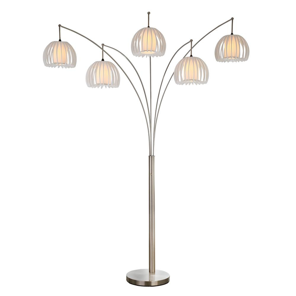 Artiva Zucca Brushed Steel 89 In 5 Arc Led Floor Lamp With Dimmer for size 1000 X 1000