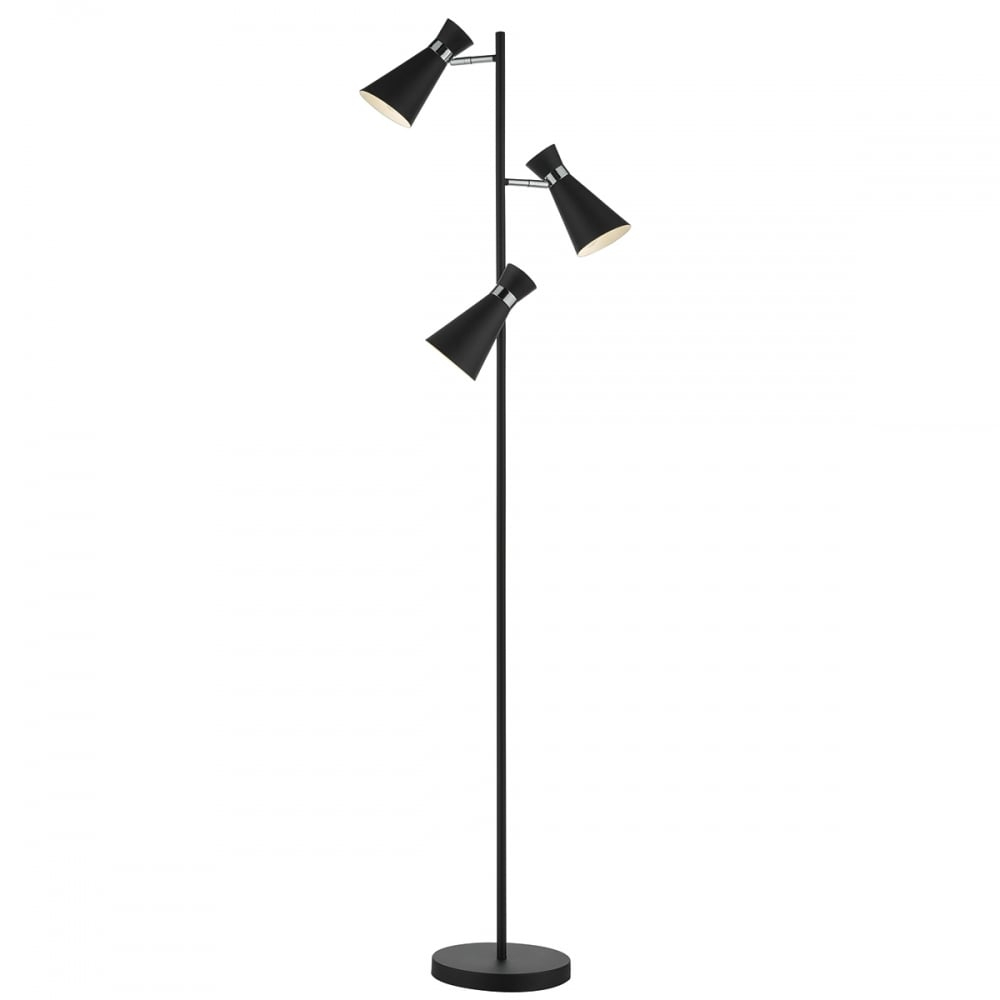 Ashworth 3 Light Matte Black And Chrome Floor Lamp for proportions 1000 X 1000