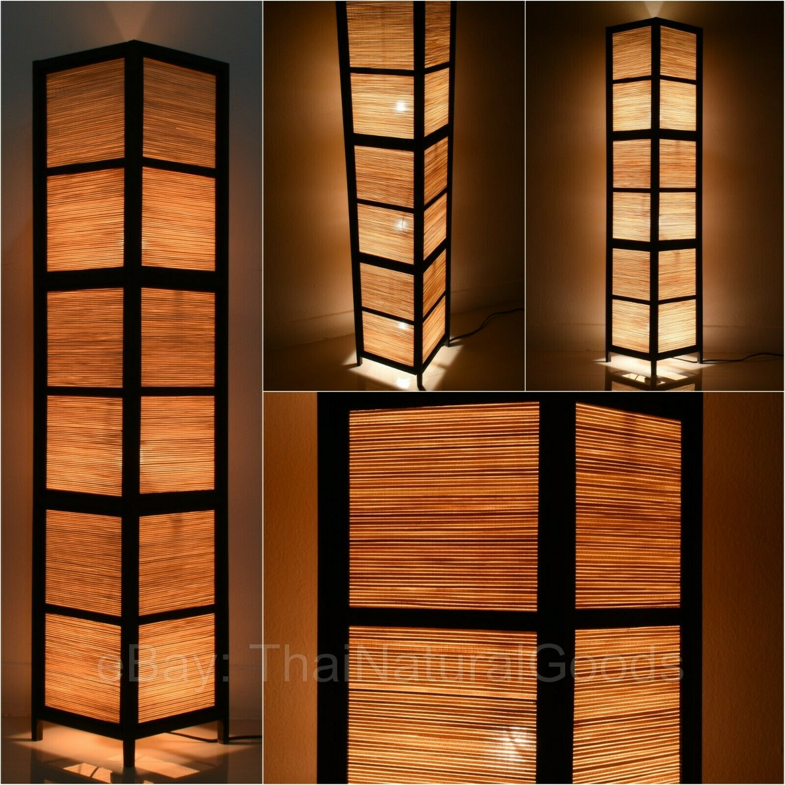 Asian Oriental Bamboo Zen Art Bedside Floor Lamp Wood Shades Night Lights 107cm pertaining to dimensions 1600 X 1600