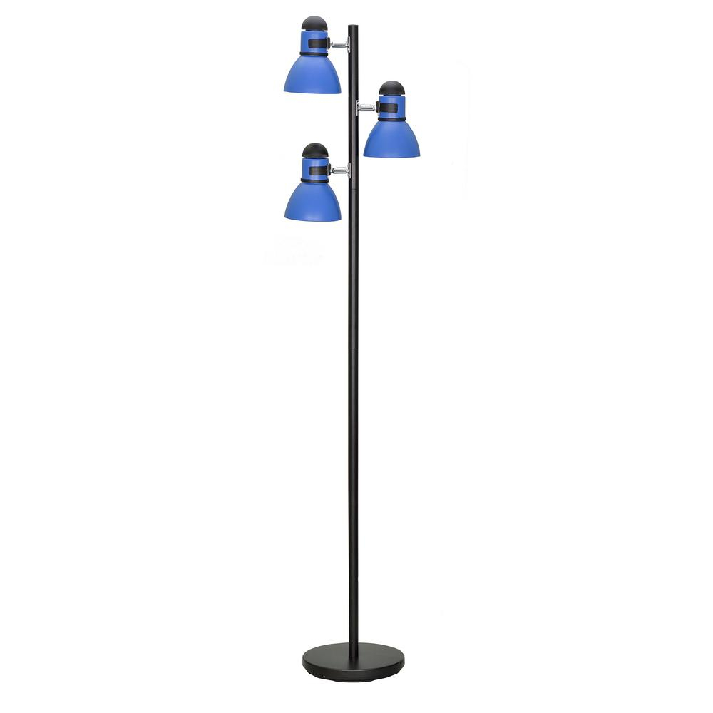 Aspen Creative Corporation 64 In Black And Blue Adjustable Tree Floor Lamp With 3 Metal Lamp Shades regarding size 1000 X 1000