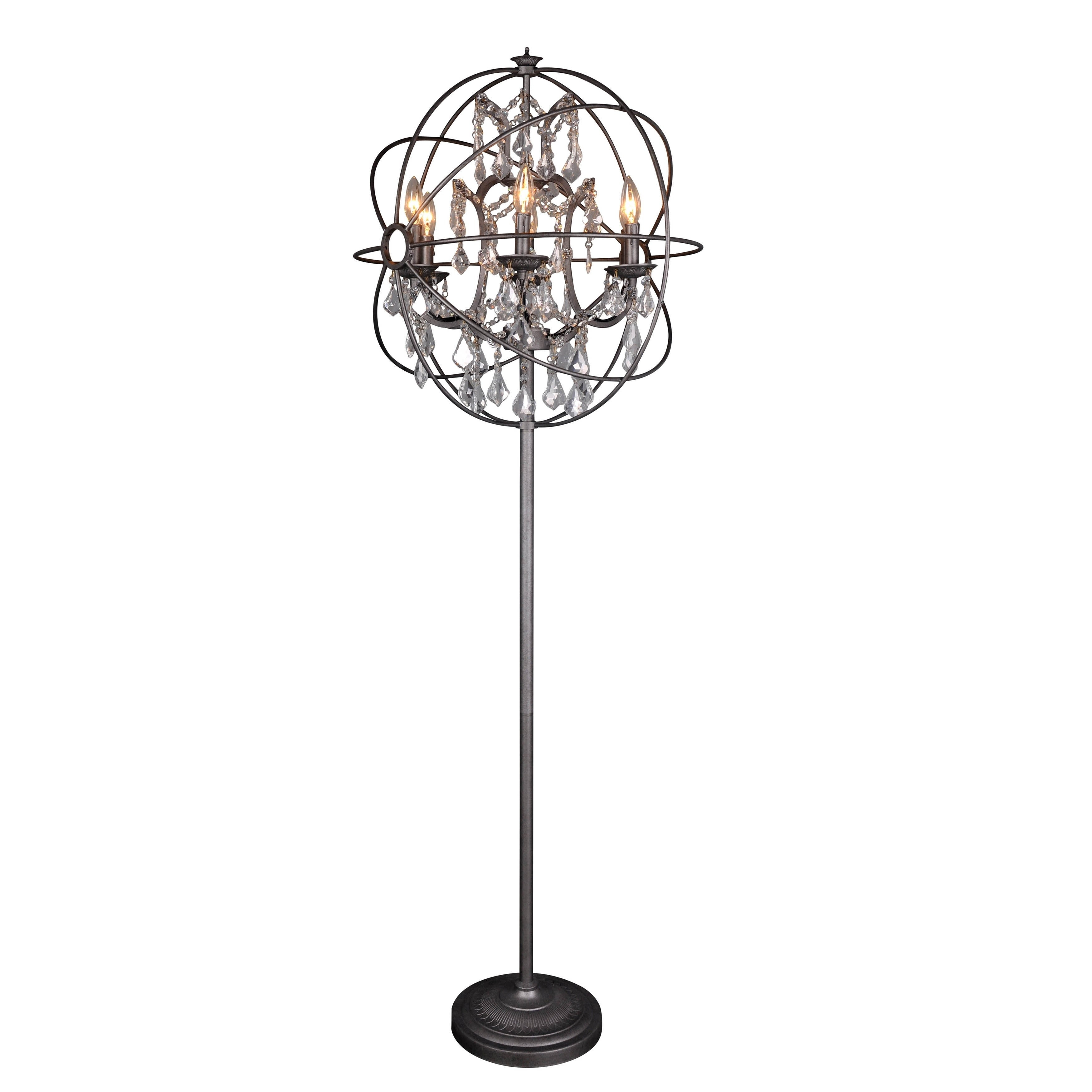 Aurelle Home Iron Crystal Sphere Floor Lamp for dimensions 3500 X 3500