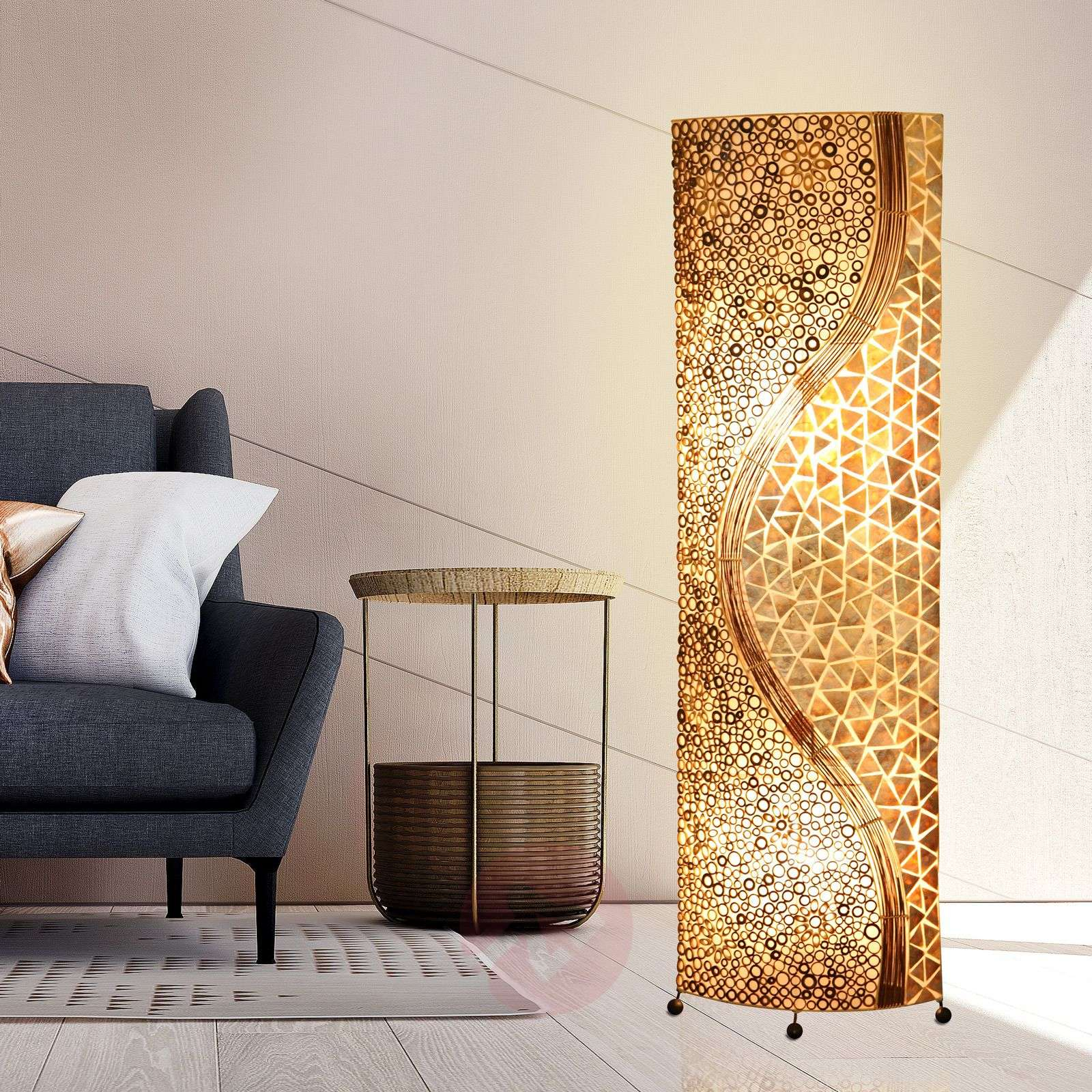 Bali Ethnic Look Oval Mother Of Pearl Floor Lamp with dimensions 1600 X 1600