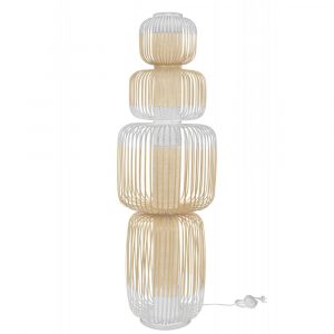 Bamboo Large Natural Strip 4 Light Stacked Floor Lamp With White Detailing within proportions 1000 X 1000