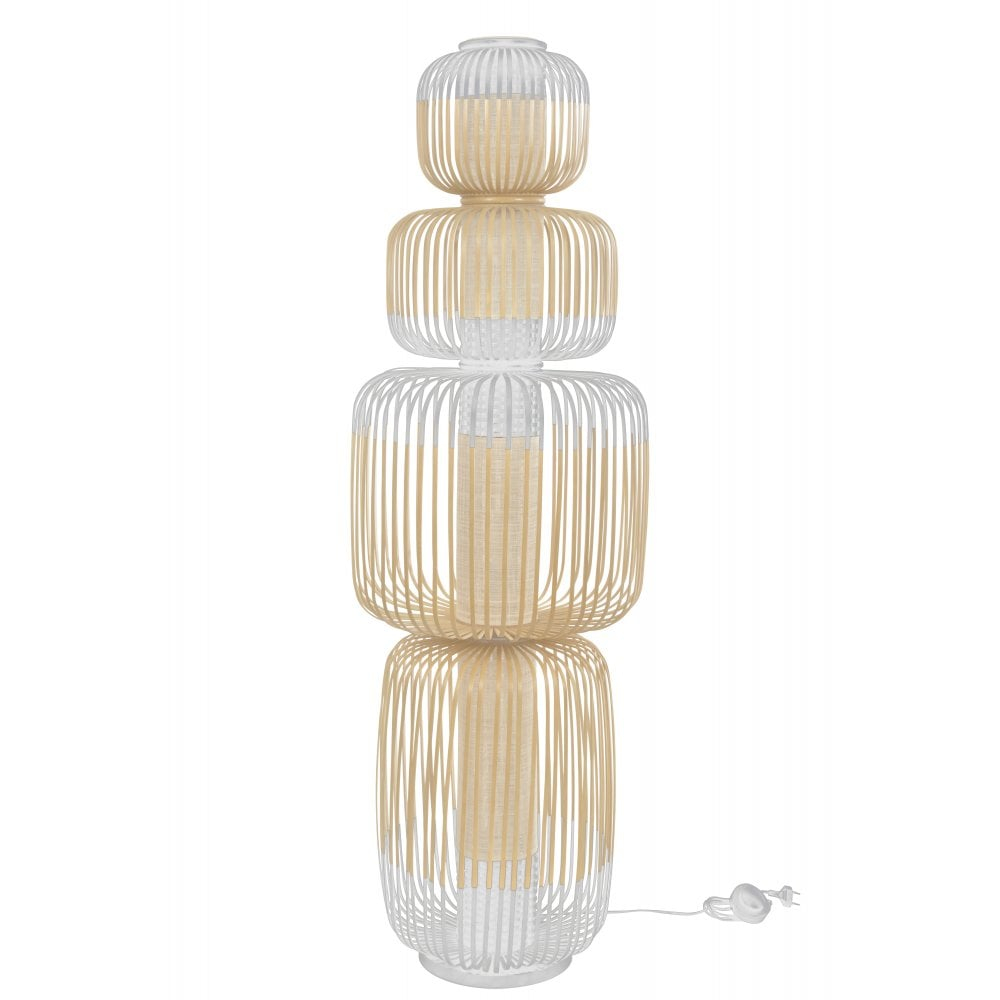 Bamboo Large Natural Strip 4 Light Stacked Floor Lamp With White Detailing within proportions 1000 X 1000