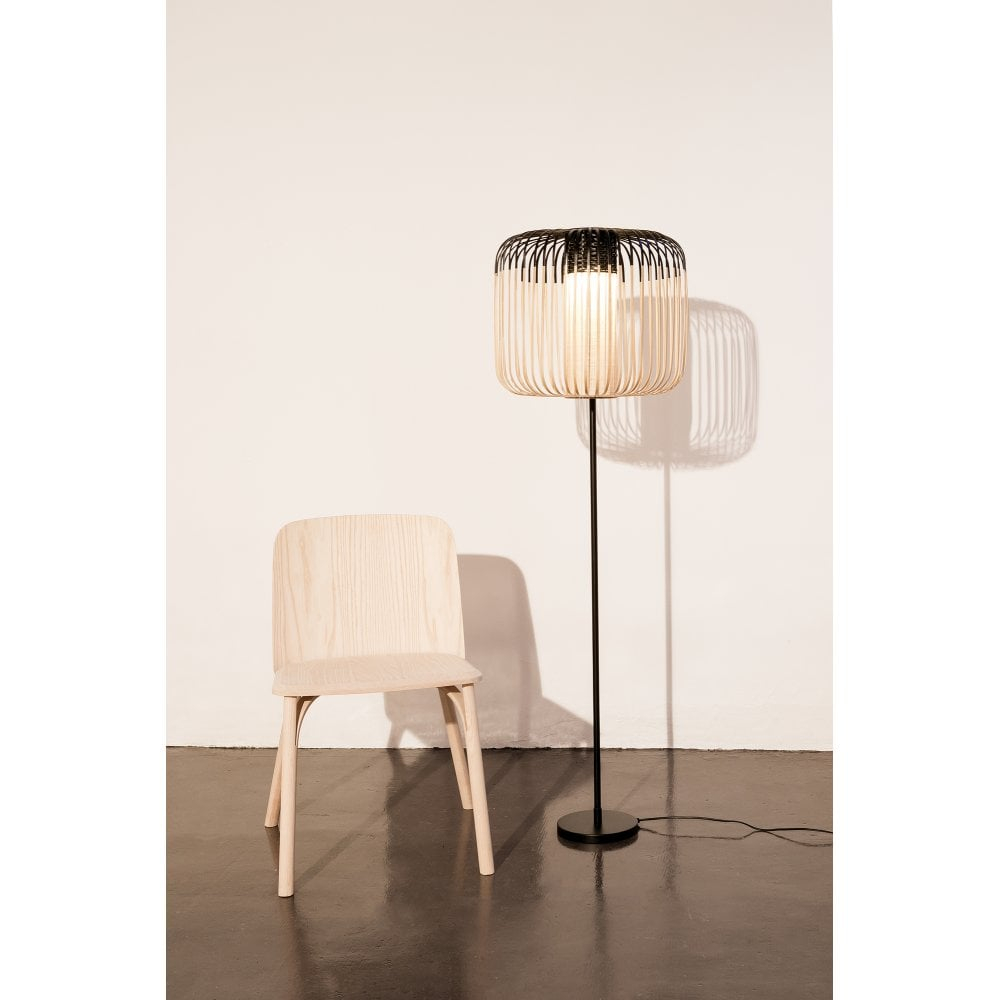 Bamboo Modern Standard Lamp With Natural And Black Accent Strip Shade pertaining to measurements 1000 X 1000