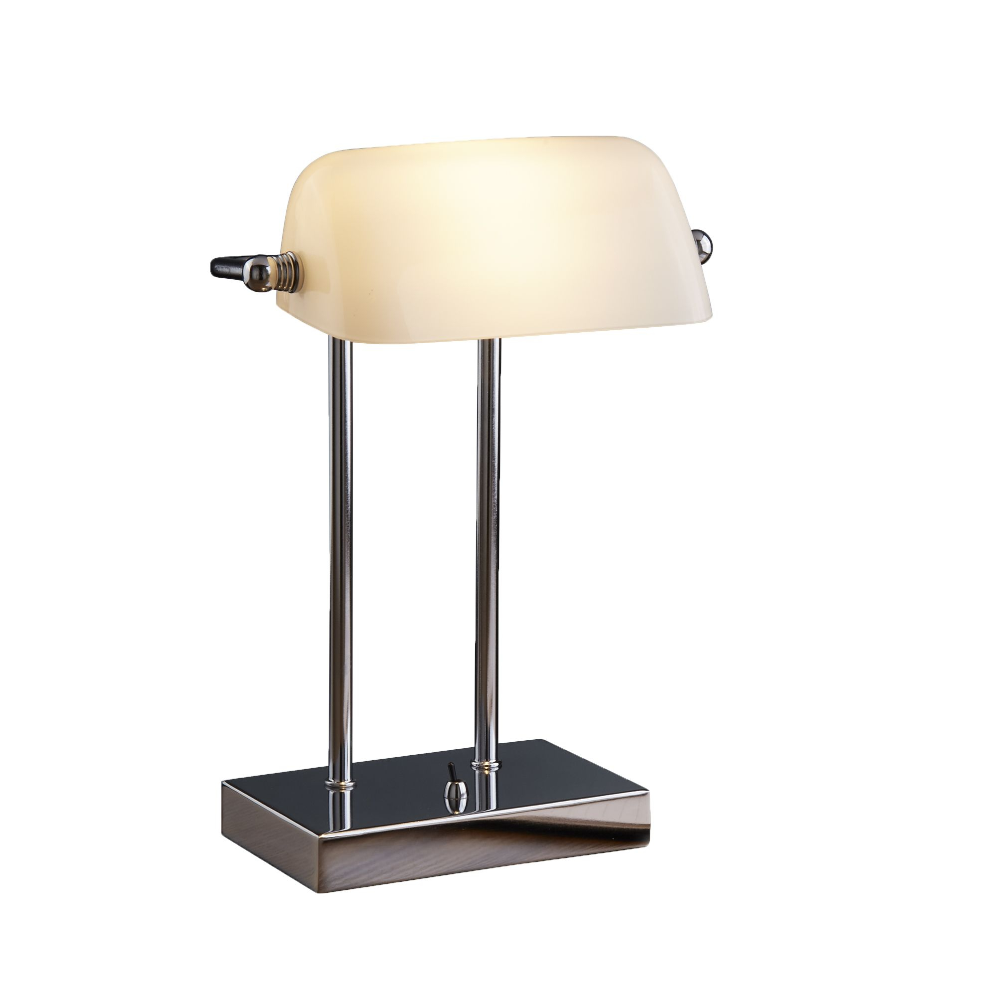Bankers Style Chrome Table Lamp With White Glass Shade intended for sizing 2000 X 2000