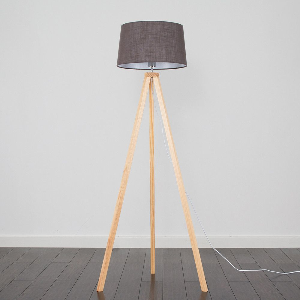 Barbro Light Wood Tripod Floor Lamp With Dark Grey Doretta pertaining to dimensions 1000 X 1000