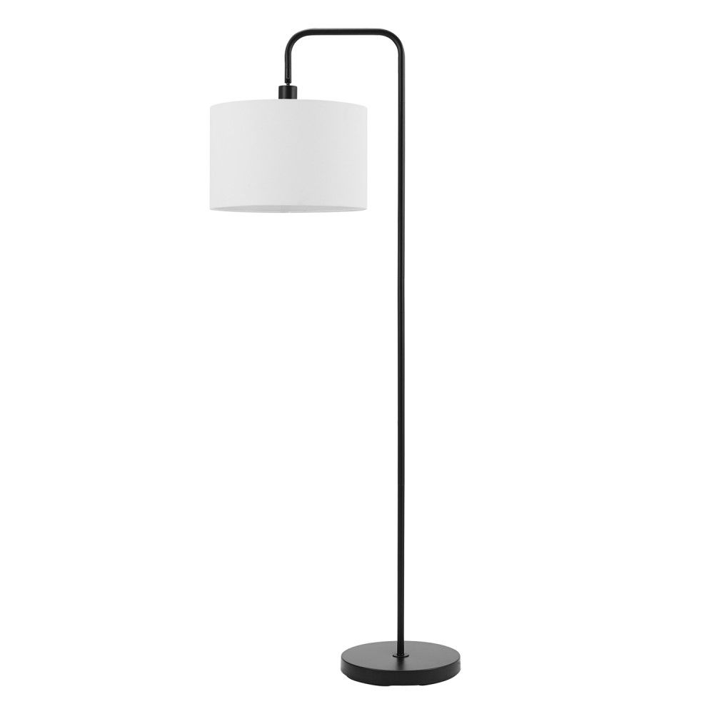 Barden 58 Inch Matte Black Floor Lamp With White Linen Shade throughout proportions 1000 X 1000