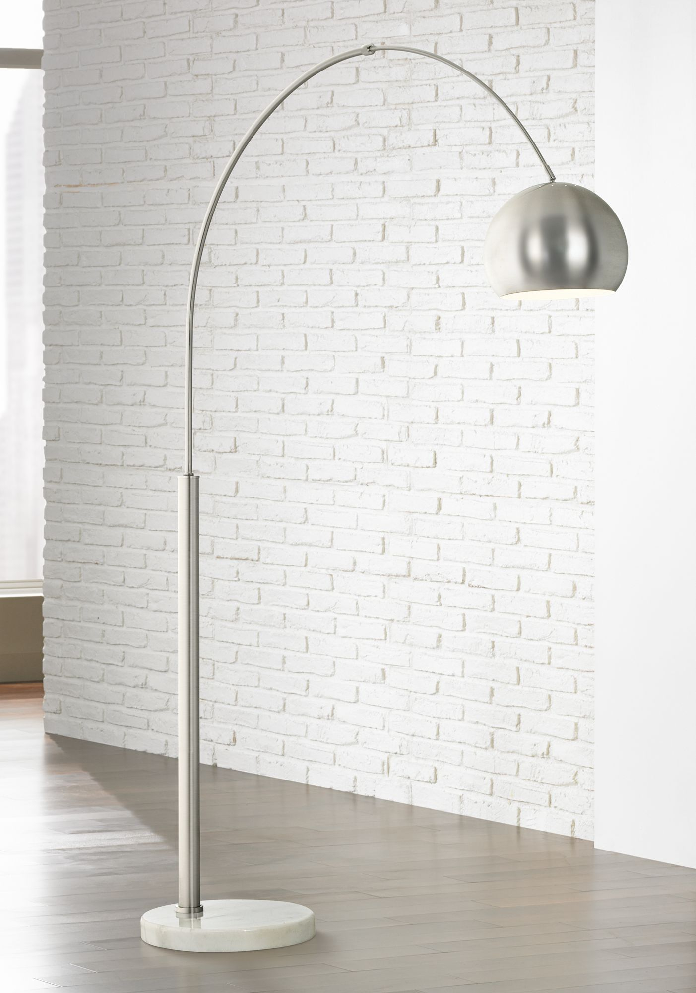 Basque Steel And Brushed Nickel Arc Floor Lamp Lamp Arc intended for proportions 1403 X 2000