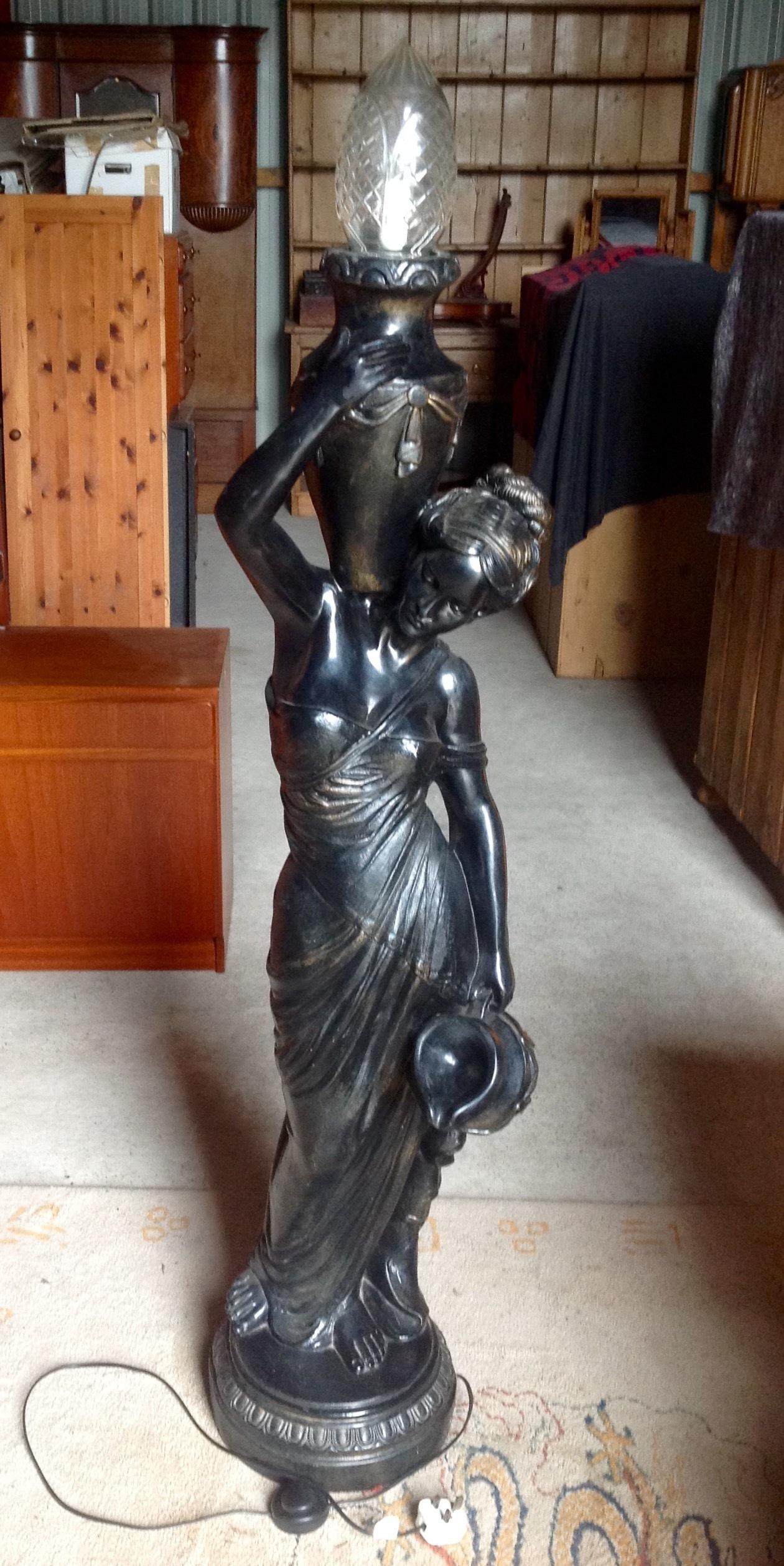 Beautiful Venetian Roman Lady Water Carrier Floor Lamp in dimensions 1260 X 2517