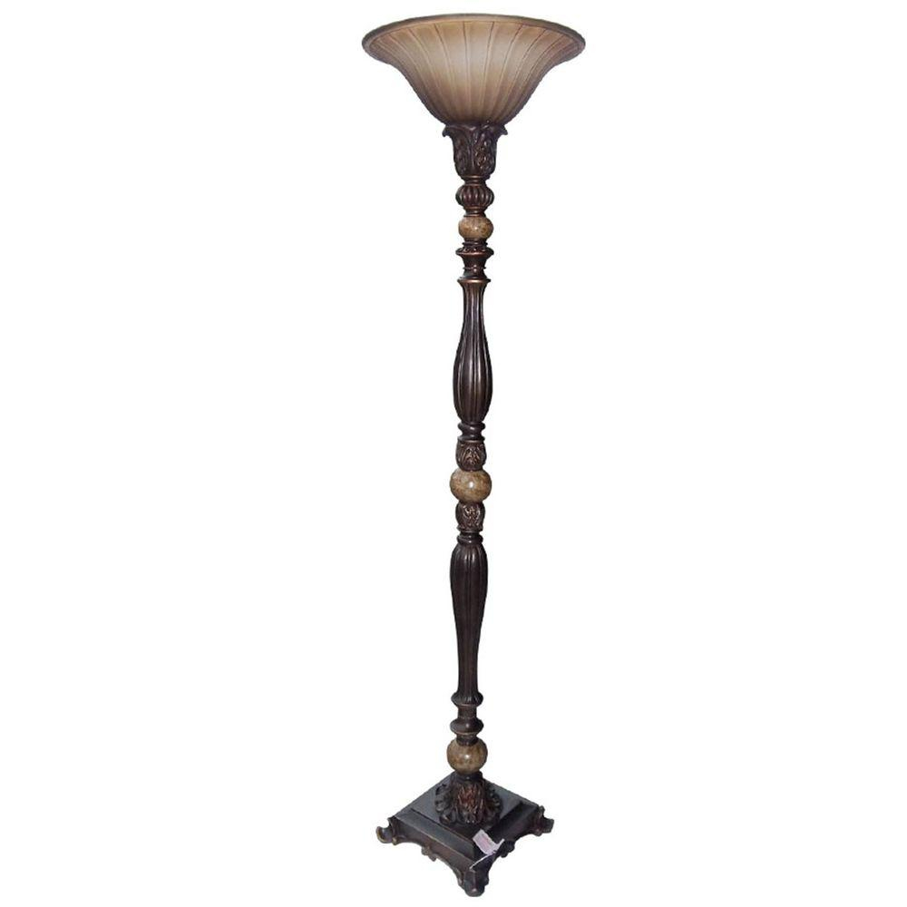 Bel Air Lighting 7175 In Dark Oil Rubbed Bronze Torchiere With Marble Accent with regard to proportions 1000 X 1000