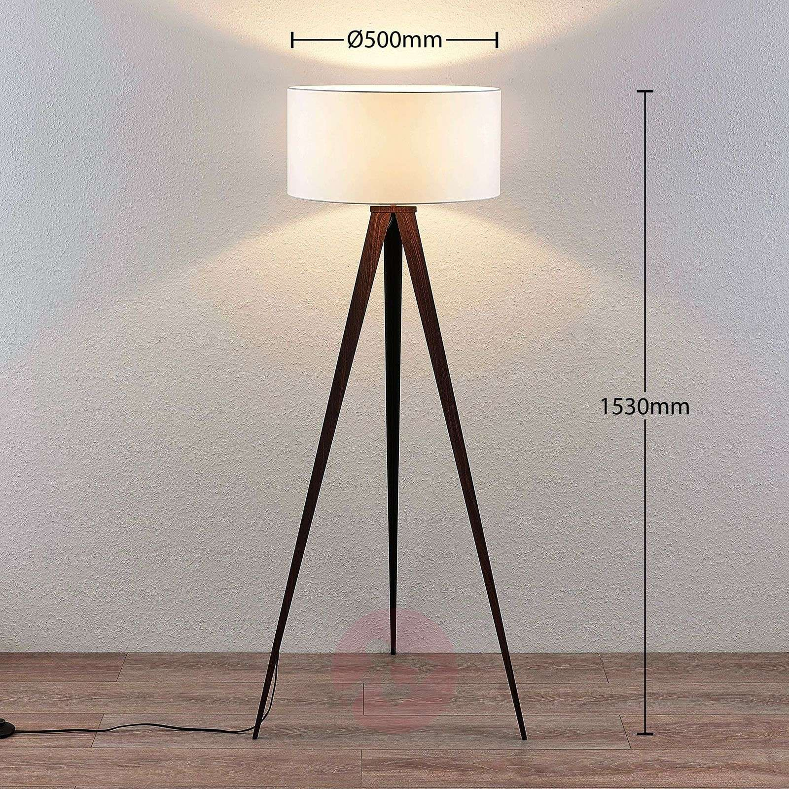 Benik Tripod Floor Lamp White Lampshade Walnut with regard to size 1600 X 1600