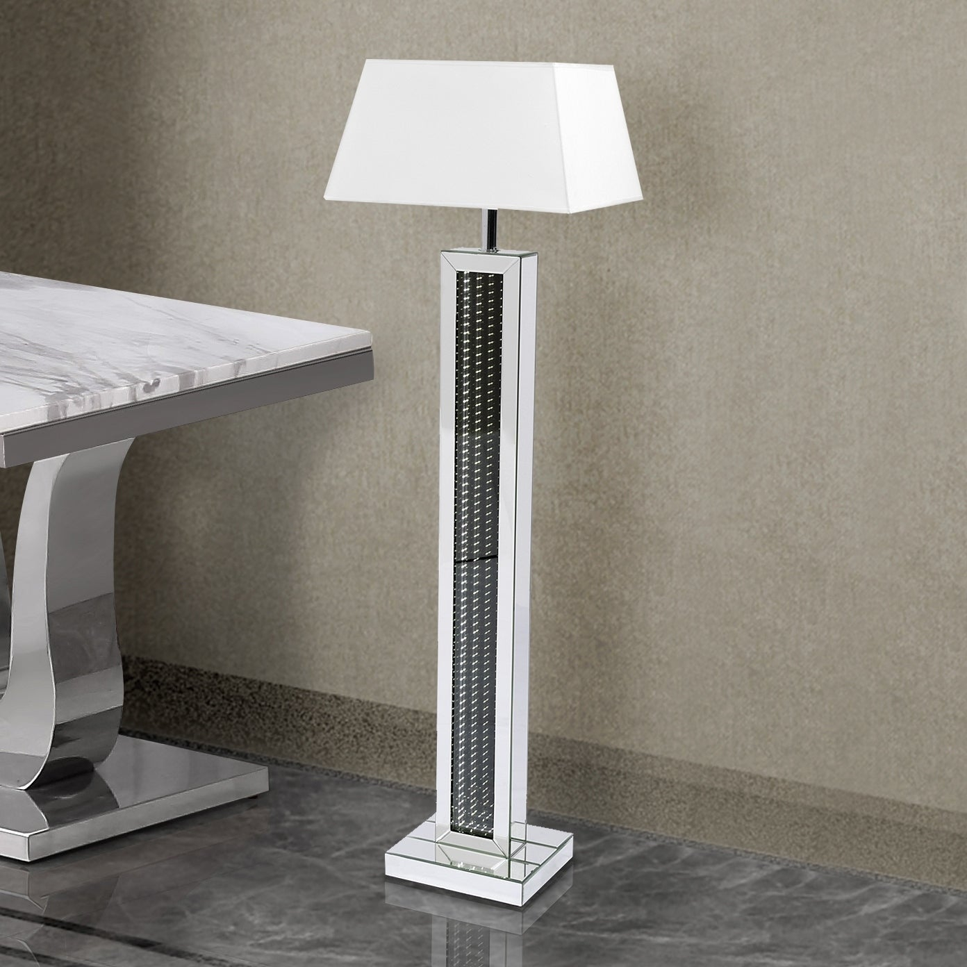 Best Quality Furniture Mirrored Floor Lamp And Shade With Led Accent with sizing 1392 X 1392