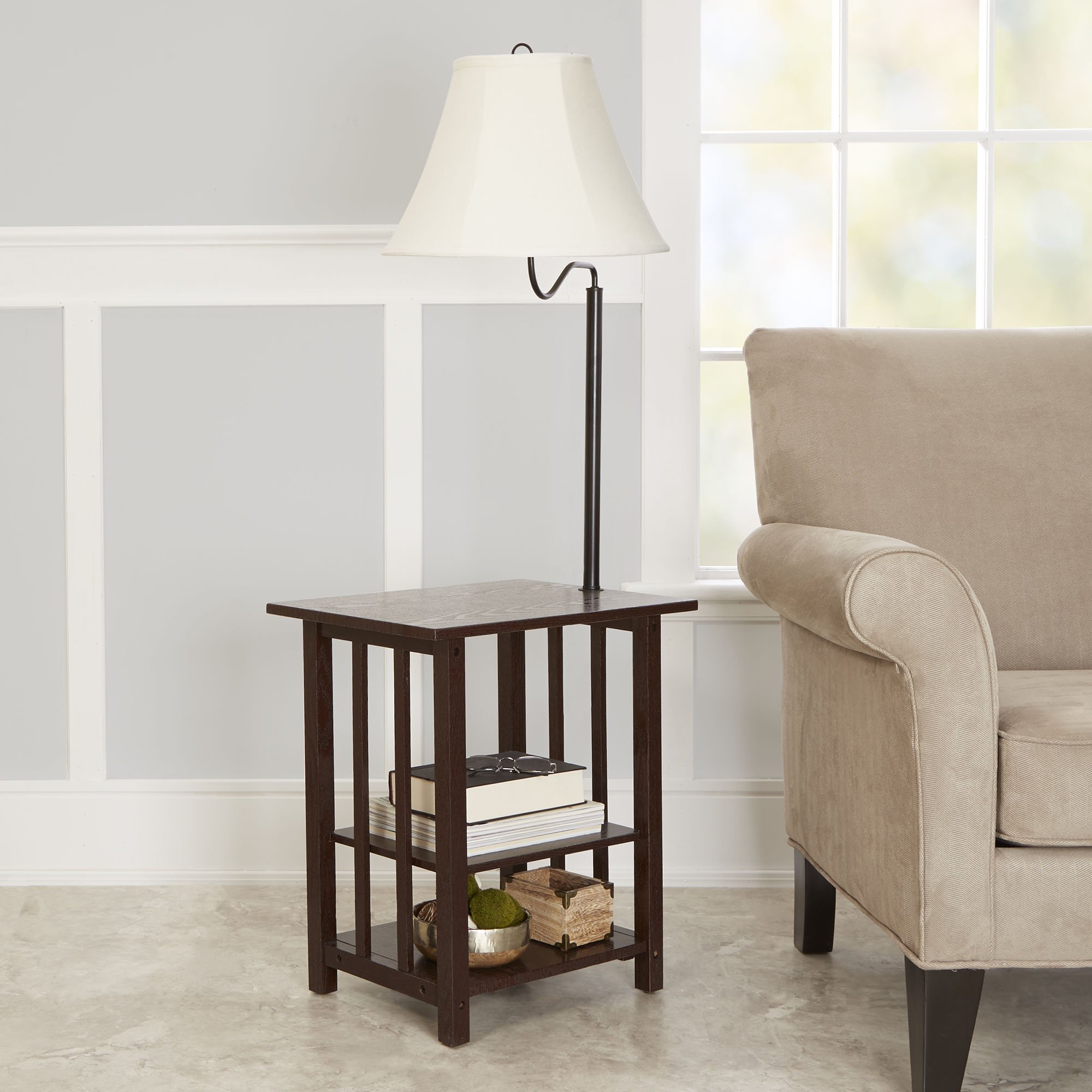 Better Homes Gardens 3 Rack End Table Floor Lamp Espresso Finish Walmart with sizing 2000 X 2000