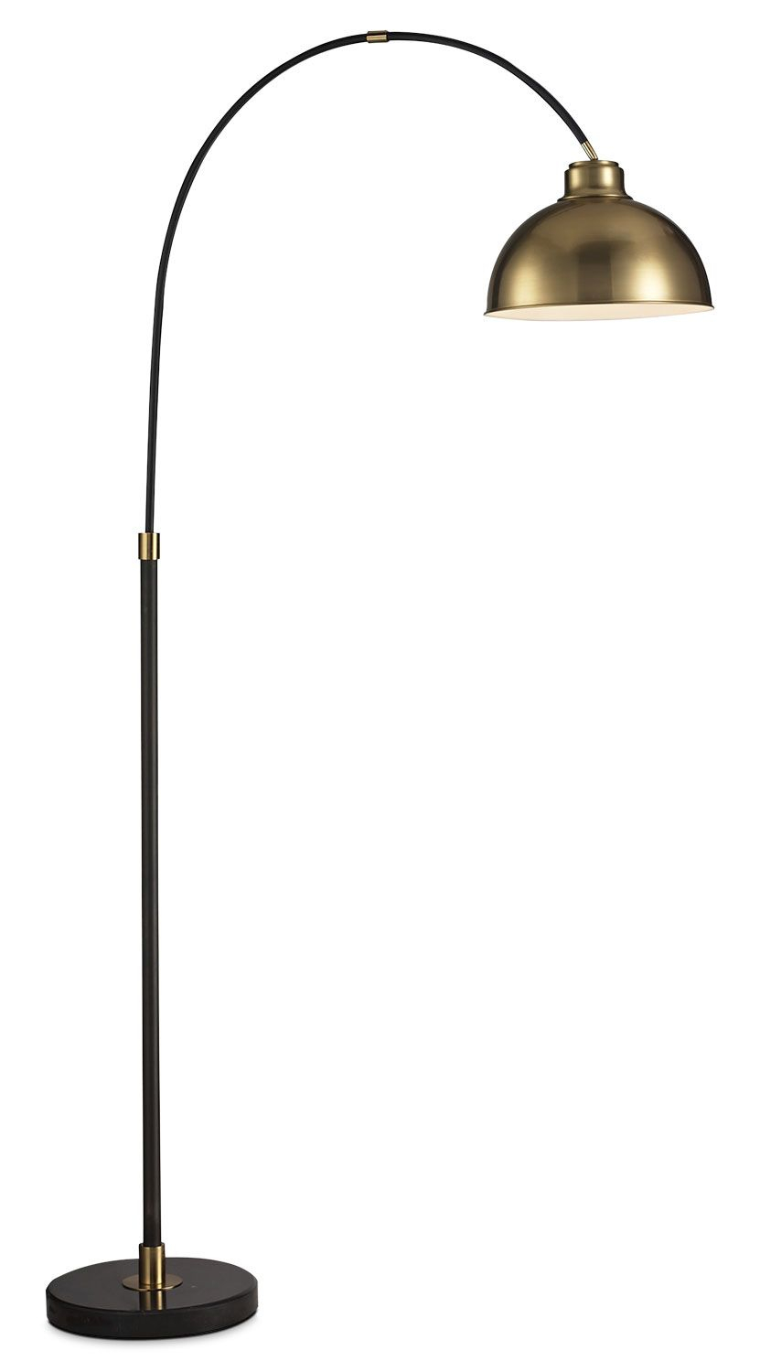 Black Arc Floor Lamp With Gold Metal Shade Arc Floor Lamps intended for dimensions 831 X 1500
